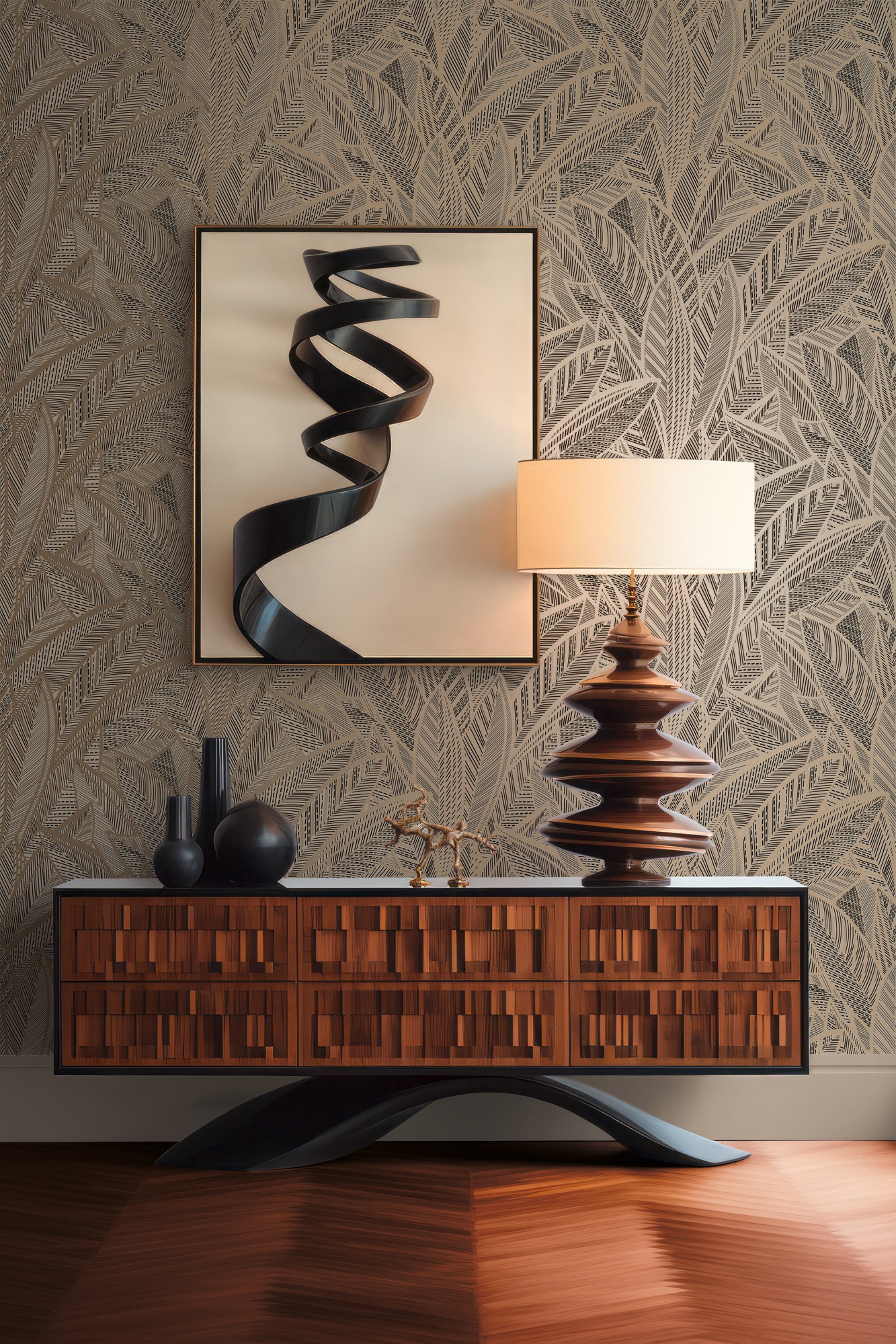 A.S. Création Vliestapete »French Affair Blätter-Tapete Mustertapete Floral Blattmuster«, leicht glänzend, Vliestapete Blatt-Motiv für Schlafzimmer Küche Wohnzimmer Blätter Flur