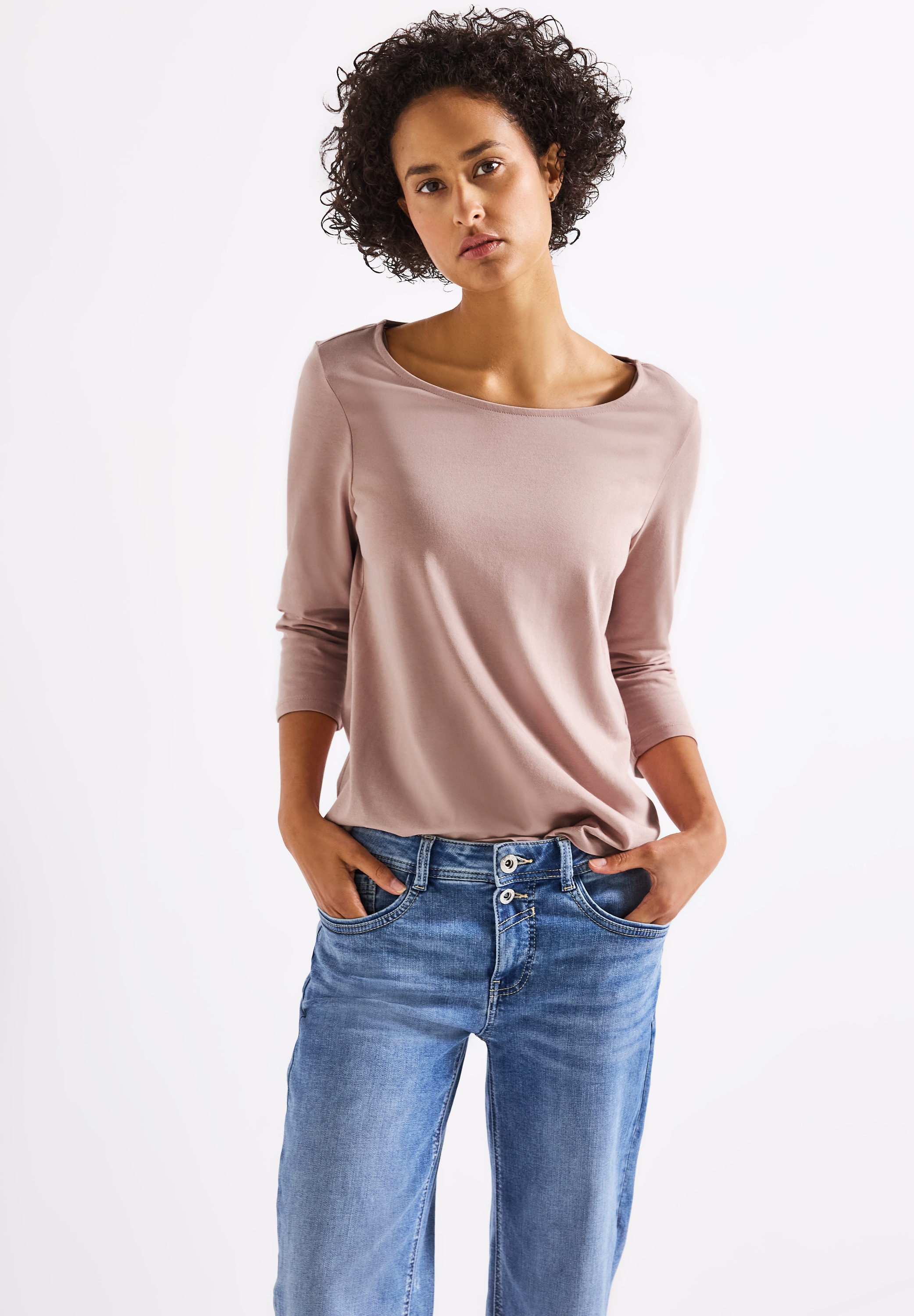 STREET ONE Langarmshirt, aus Baumwolle mit Stretchante günstig online kaufen