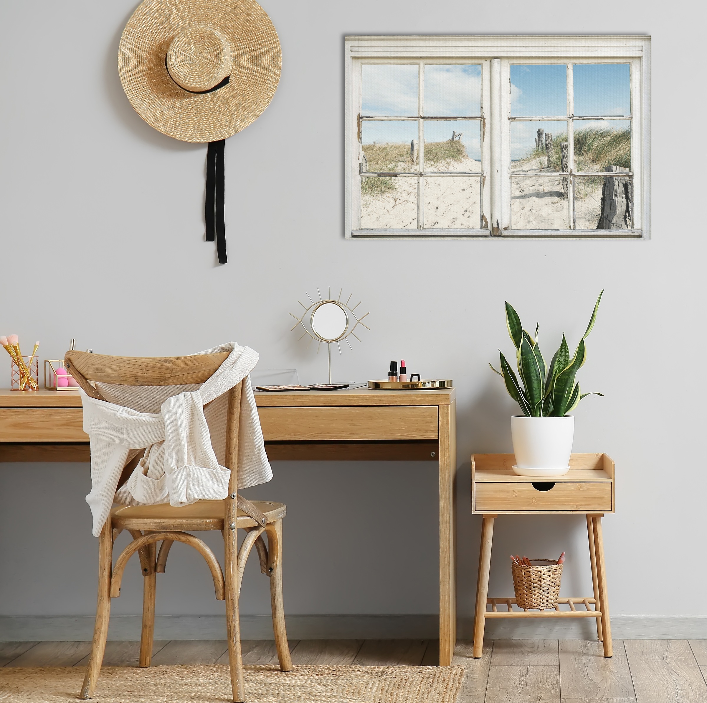 queence Leinwandbild "Norderney" Düne  Fenster & Türen  Fensterblick  Gräse günstig online kaufen