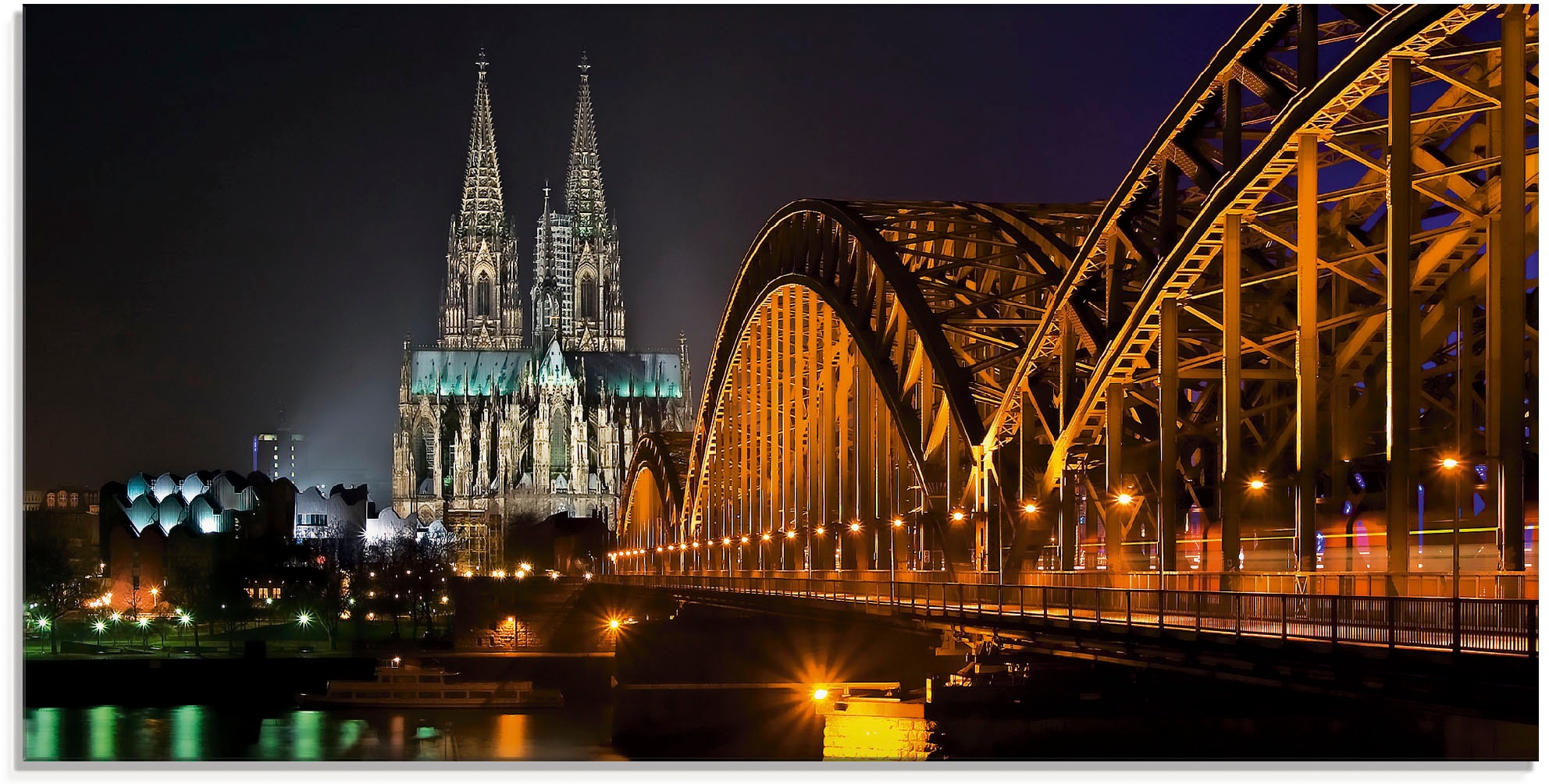 Glasbild »Kölner Dom mit Brücke«, Deutschland, (1 St.), in verschiedenen Größen