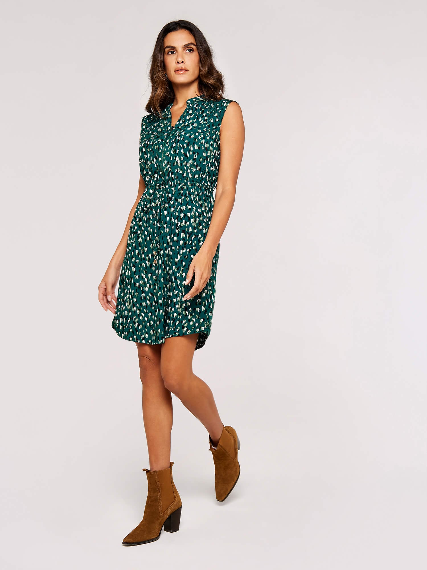 Apricot Minikleid »Pinselstrichmuster Minikleid« Kordelzug, 2 tlg. mit Tunnelzugband