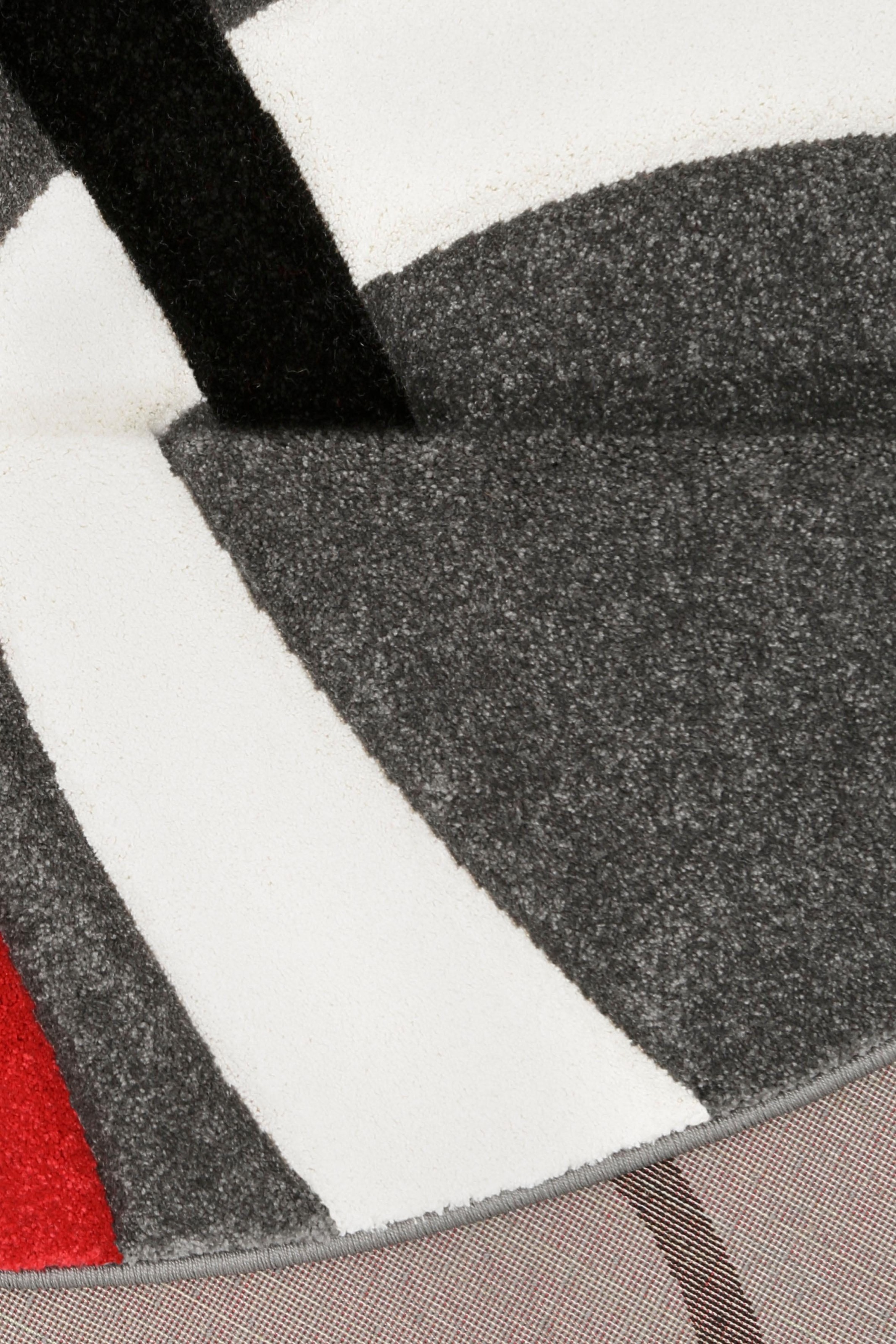 my home Teppich »Bilbao« rund 13 mm Höhe handgearbeiteter Konturenschnitt, Kurzflor, Hoch-Tief, 3D-Design