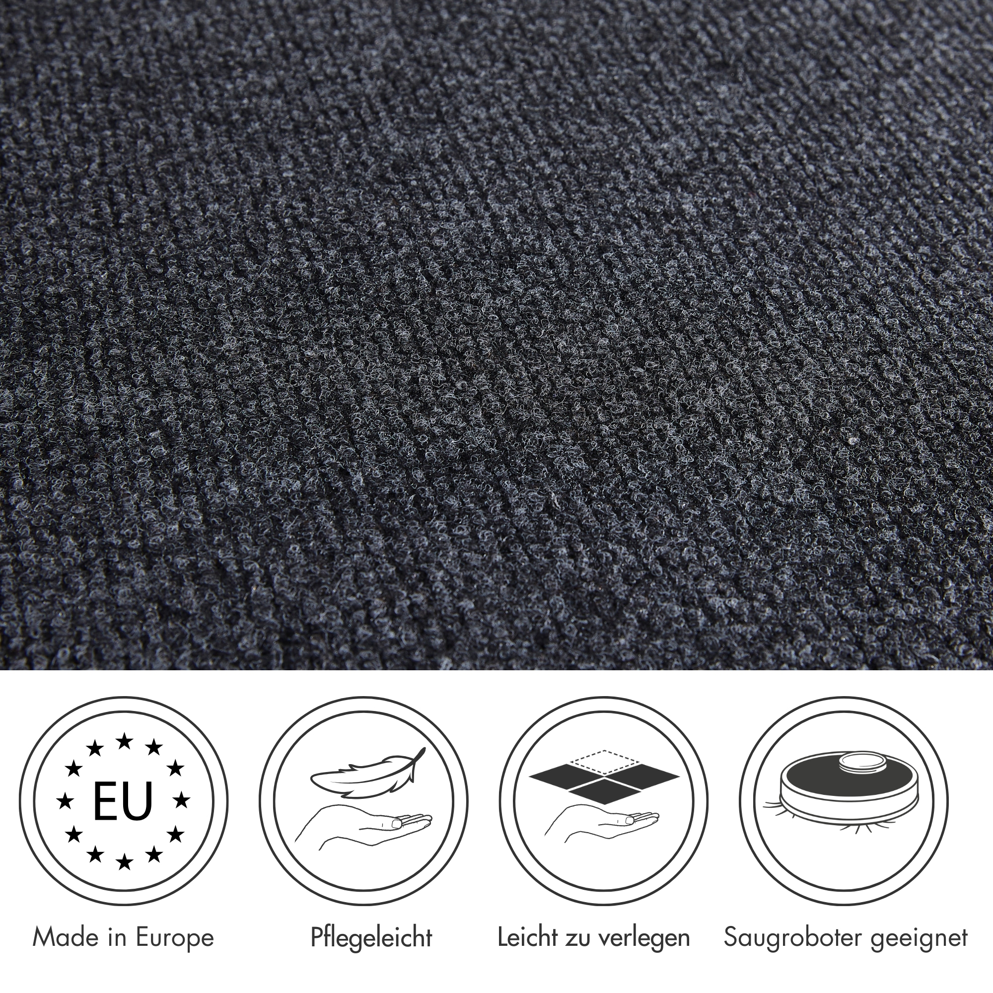 Andiamo Teppichboden »Milo, Nadelfilz, Made in Belgium«, rechteckig, 2,5 mm Höhe, Uni Farben, Breite 100 cm oder 200 cm, Wohnzimmer, strapazierfähig