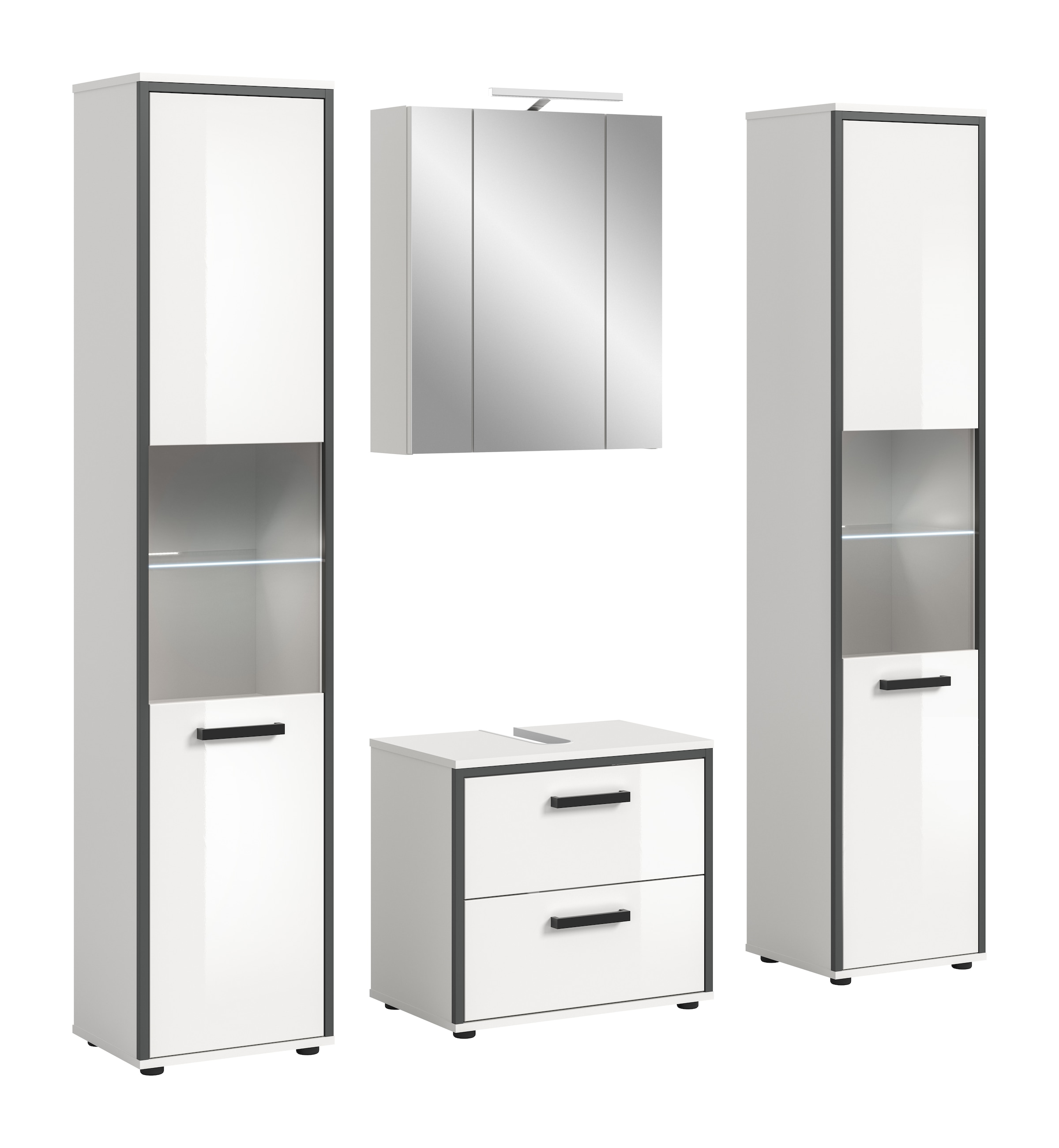 welltime Badmöbel-Set "KAJO, 4-tlg. Badkombination, weiß hochglanz inkl.Bel günstig online kaufen