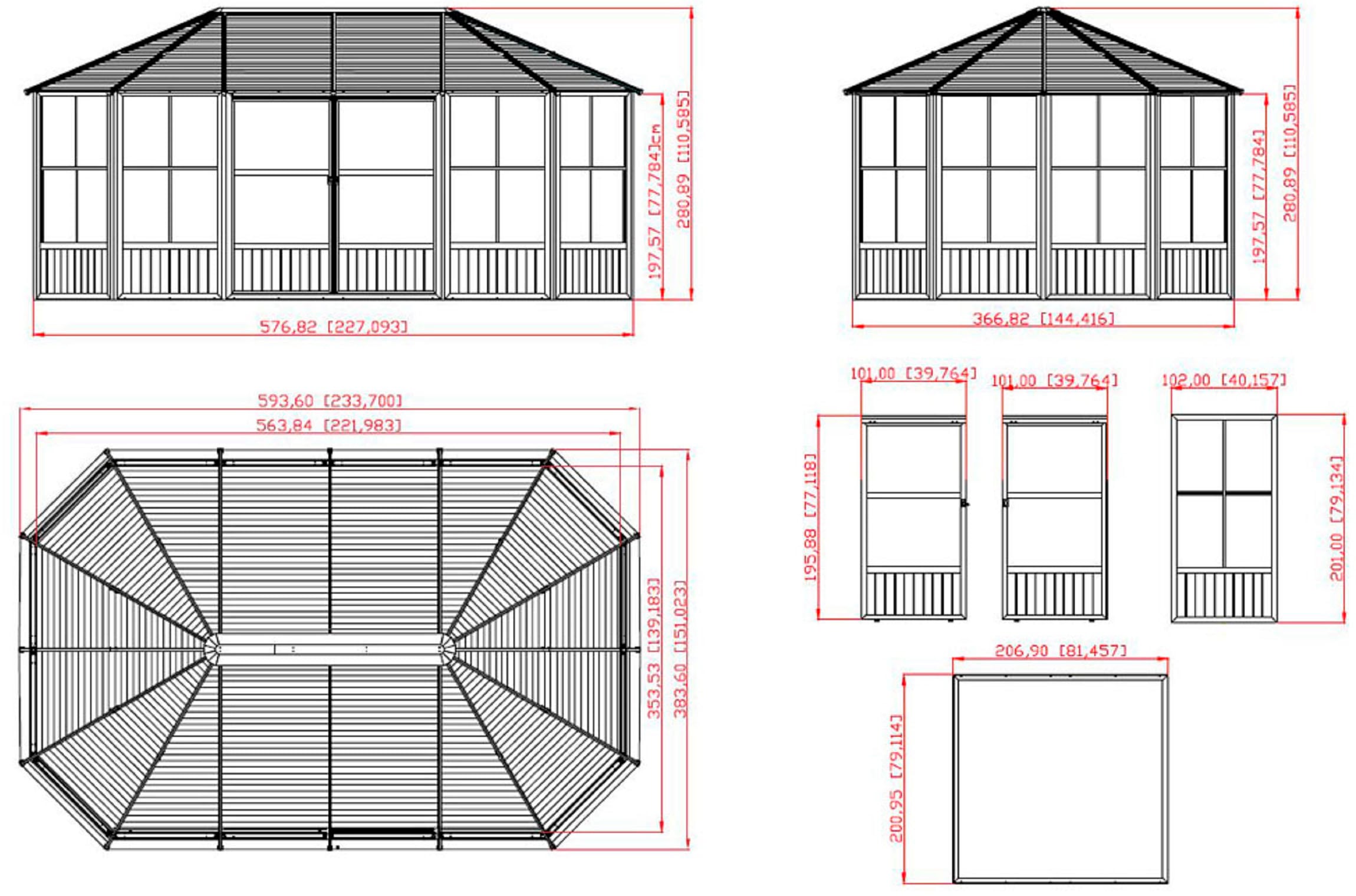 Sojag Pavillon »Charleston«, (Set), BxTxH: 594x384x281 cm, inkl. Westmann Heizstrahler und Moskitonetz