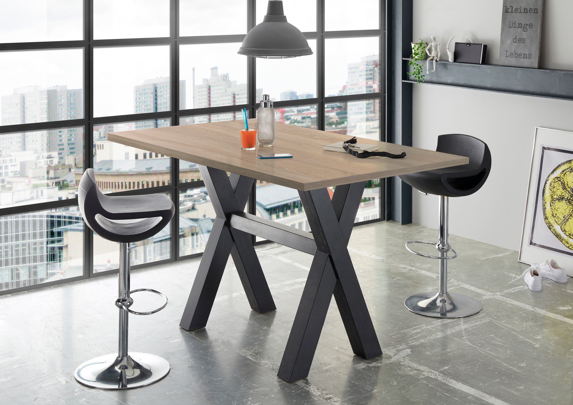 Mäusbacher Bartisch, Gestell in X-Form (Breite 120, 140 oder 160 cm)