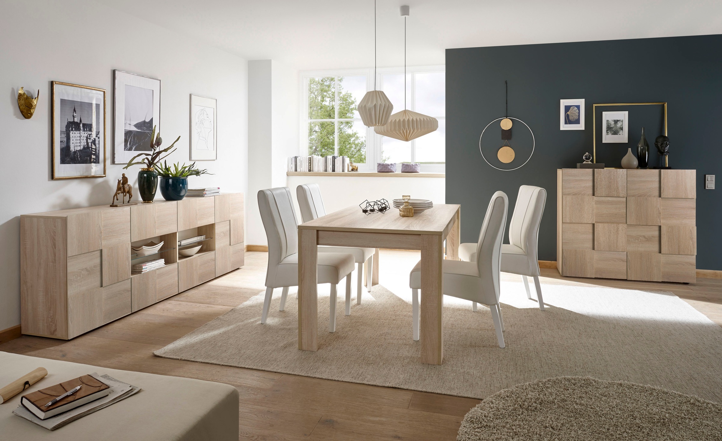 Esstisch HOME AFFAIRE "Rustica", braun (eichefarben sägerau, eichefarben sägerau, eichefarben sägerau), B:180cm H:79cm T:90cm, Tische, Rechteckiger Esstisch Esstisch Holz-Esstische, Breite 180 cm, erweiterbar durch Ansteckplatte 3