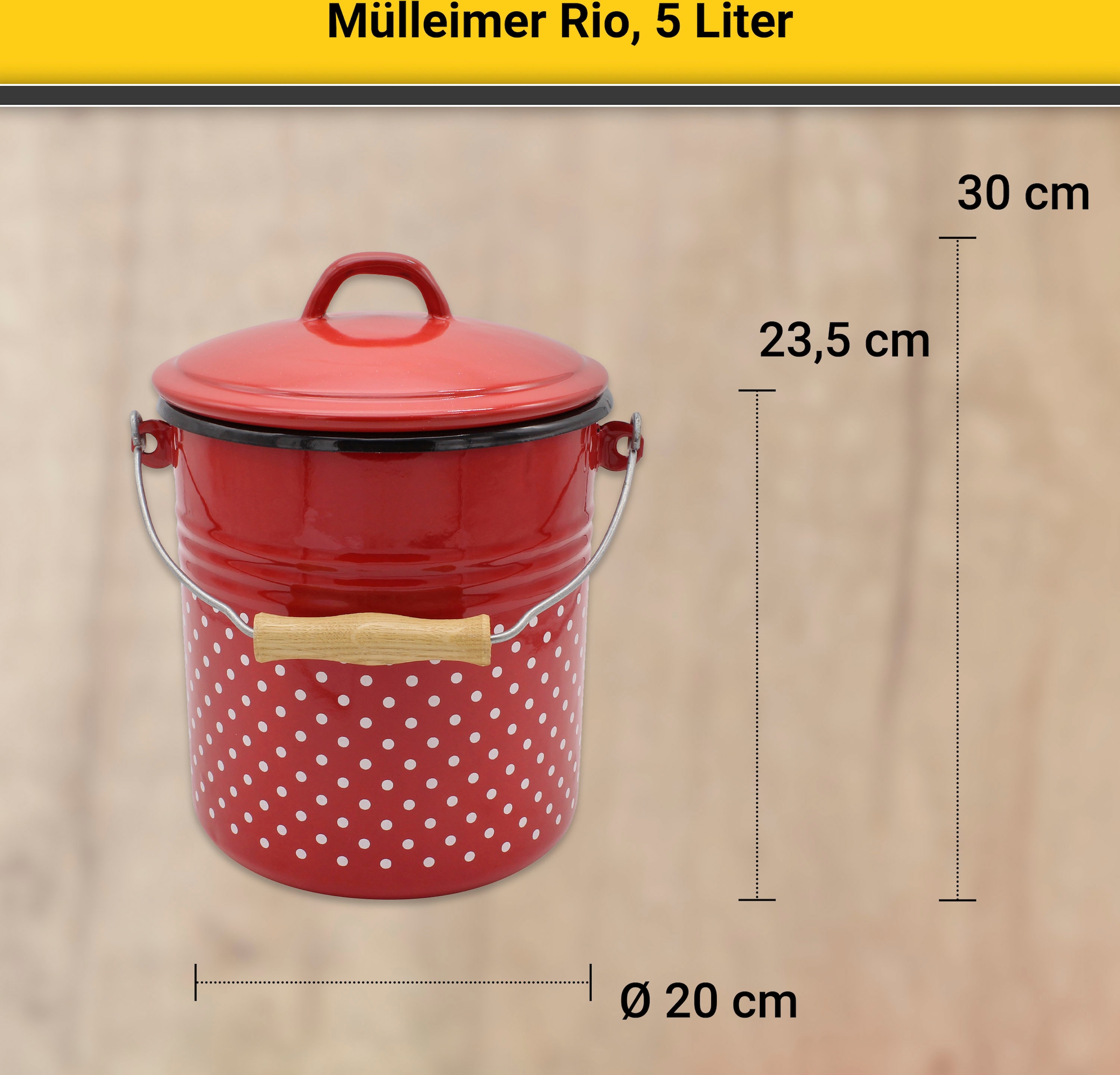 Krüger-Haushaltswaren - Mülleimer weiß mit Deckel, 5 Liter