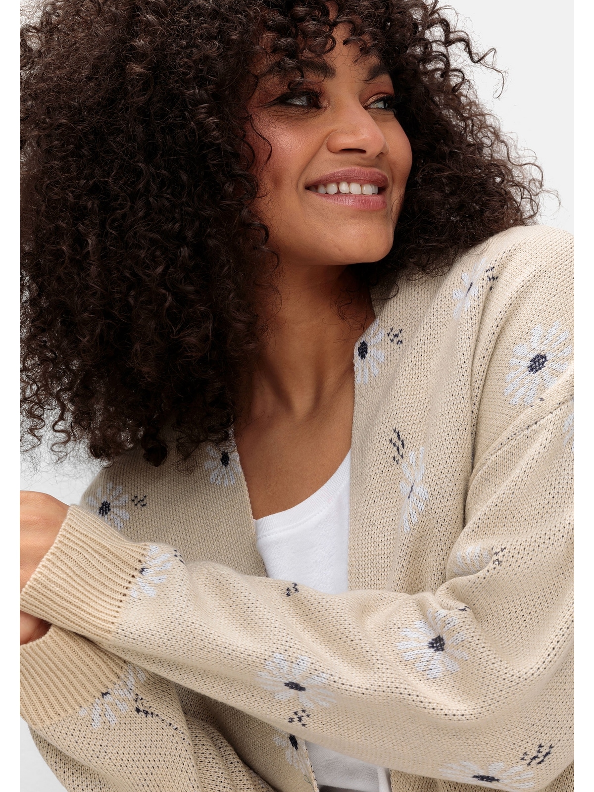 Sheego Strickjacke »Große Größen«, mit Blüten-Jacquardmuster