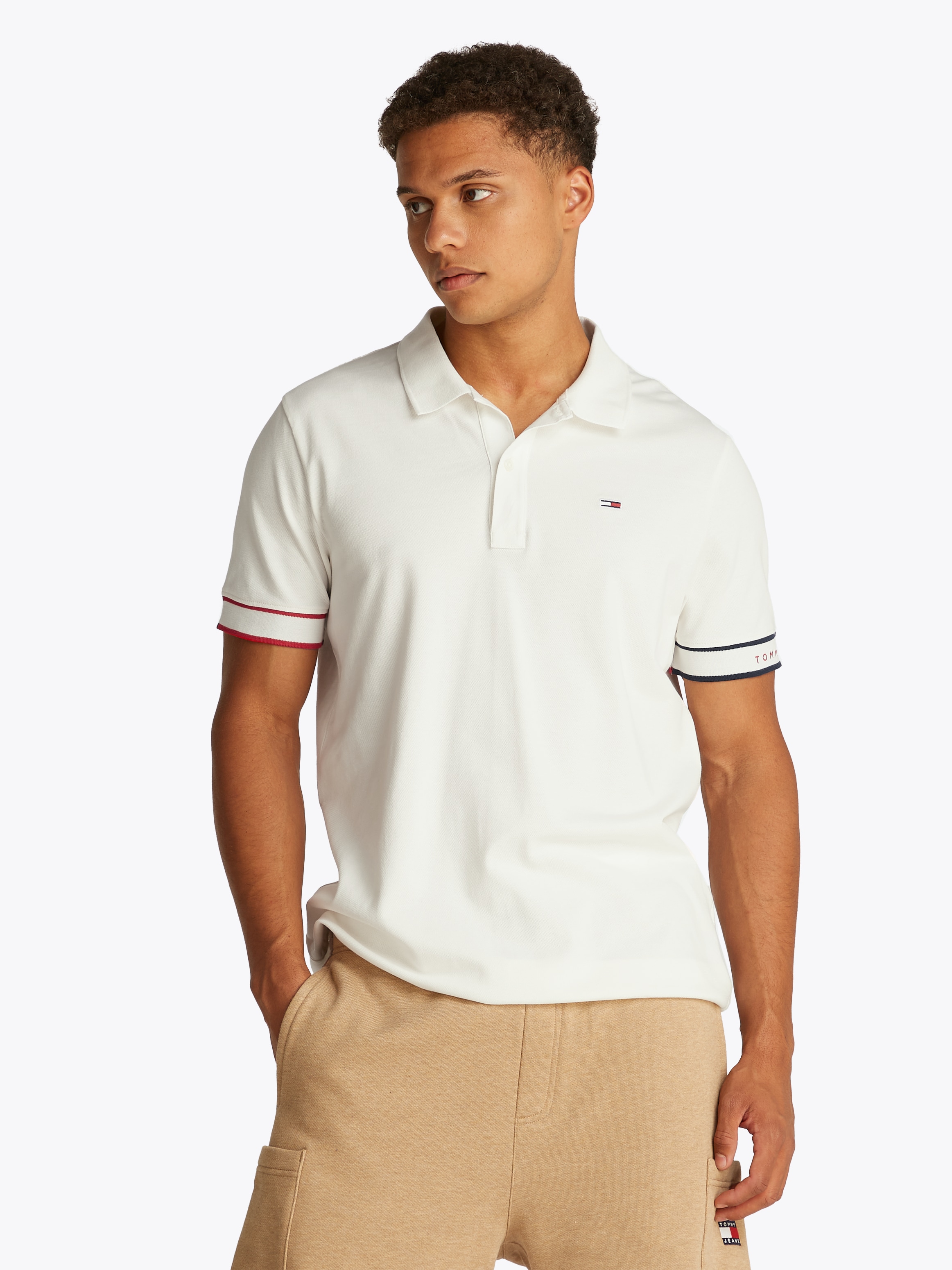 Tommy Jeans Poloshirt "TJM SLIM FLAG CUFF POLO EXT" günstig online kaufen