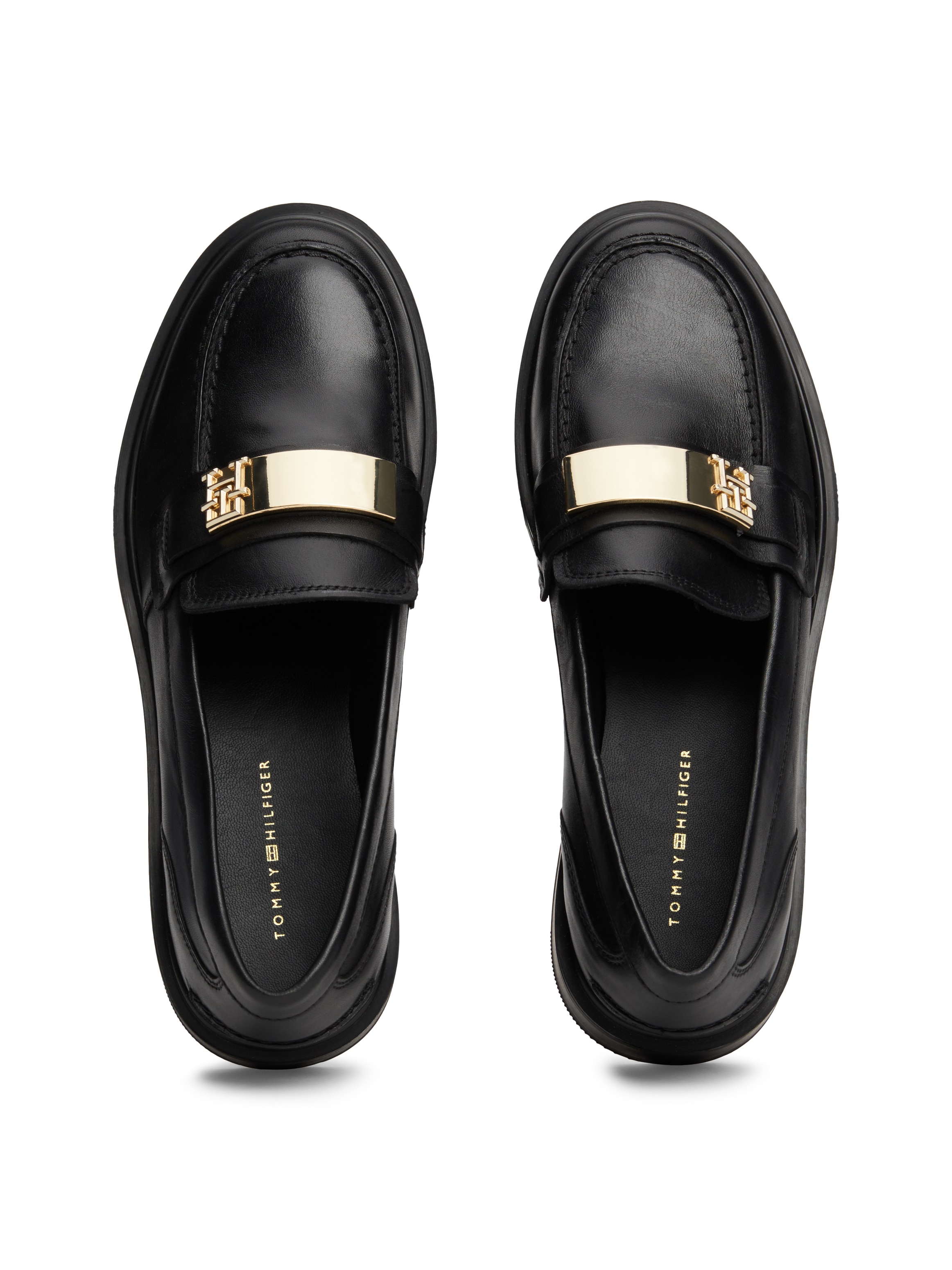 Tommy Hilfiger Loafer »TH LOGO LEATHER LOAFER«, Slipper, Businesschuh, Schlupfschuh mit TH-Schmuckelement