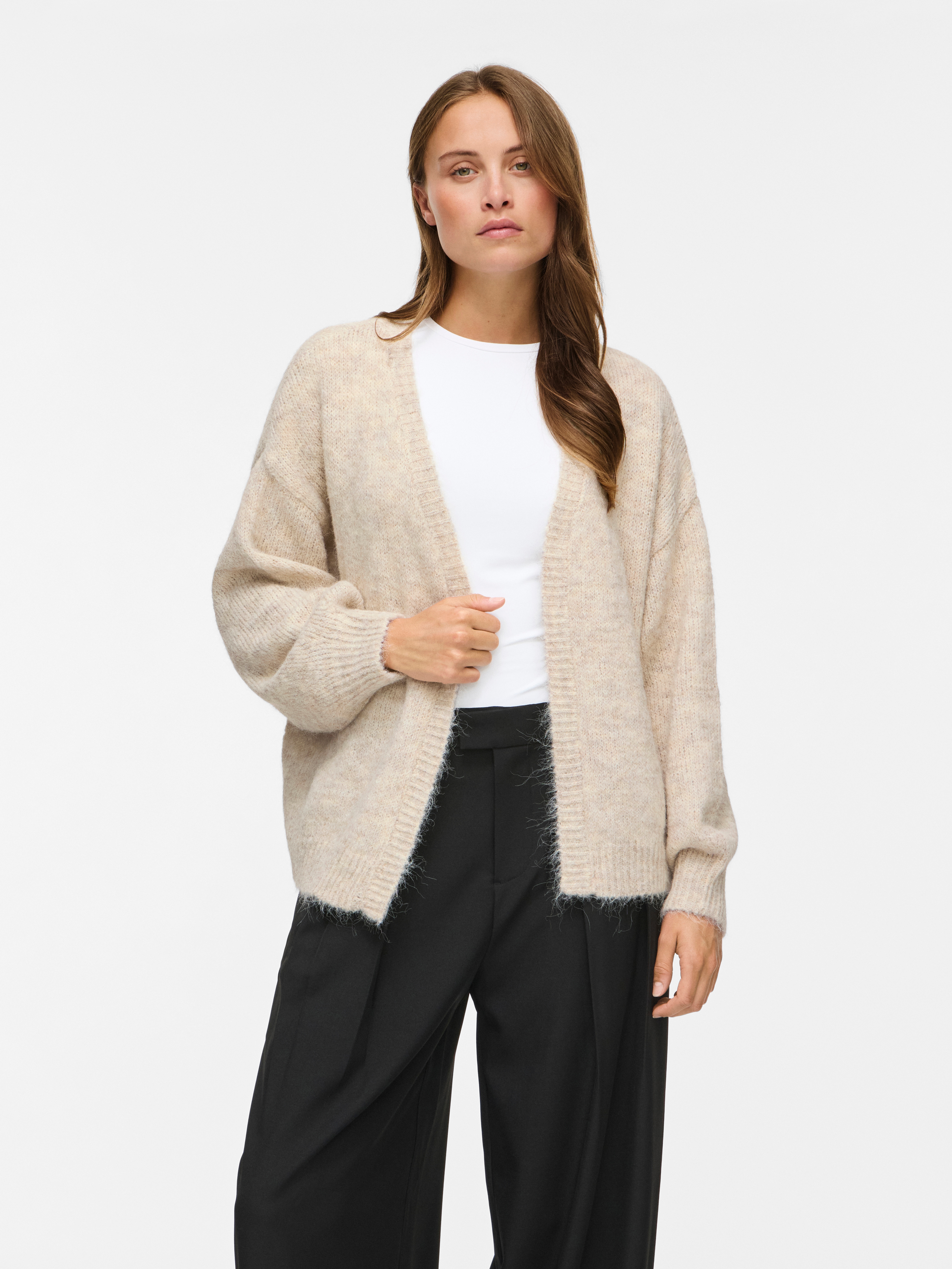 Vila Strickjacke "VILAMPE OPEN L/S KNIT CARDIGAN-NOOS" Materialmix, normal geschnitten