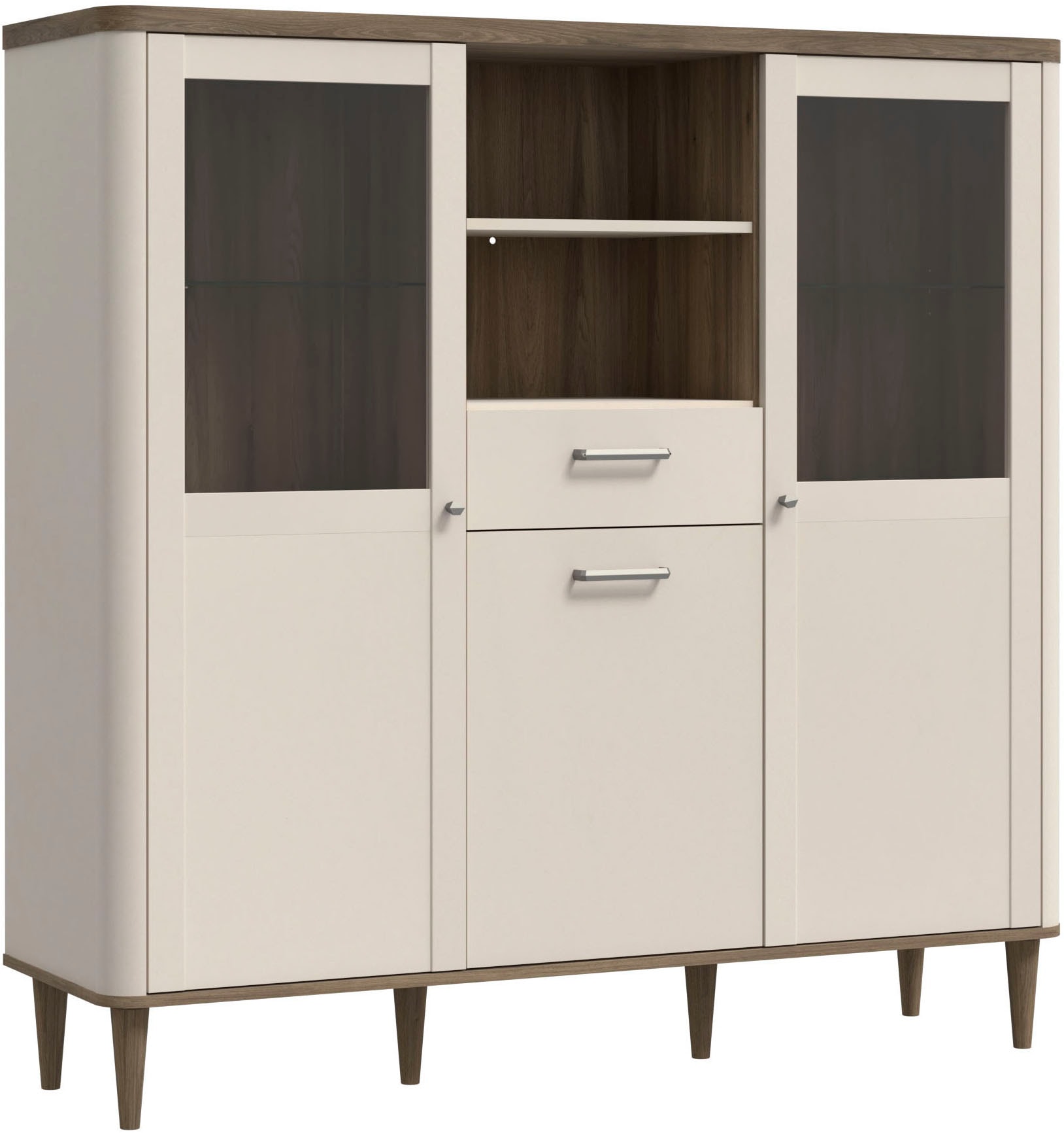 FORTE Vitrine "Lacetti" B/H/T 144,8/142,9/41,2 cm, Echtholzfüße günstig online kaufen