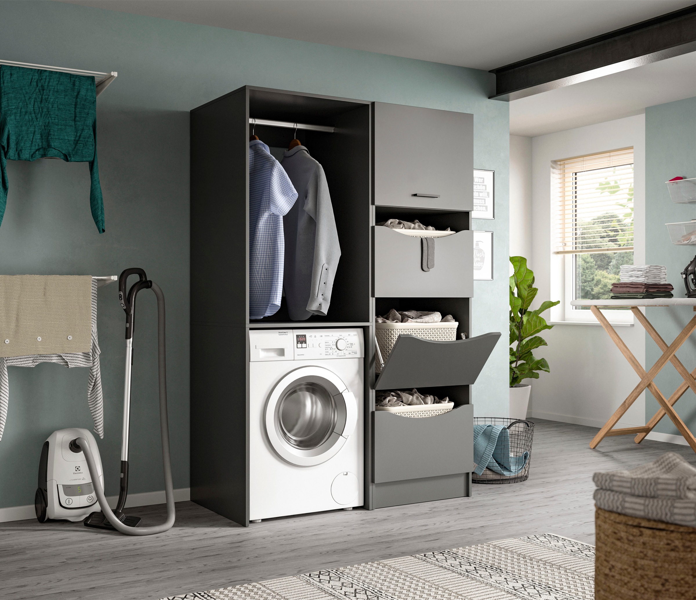 welltime Wäscheschrank "FALAS, TOPSELLER, Höhe 195 cm, 4 Klappen, Wäscheorg günstig online kaufen