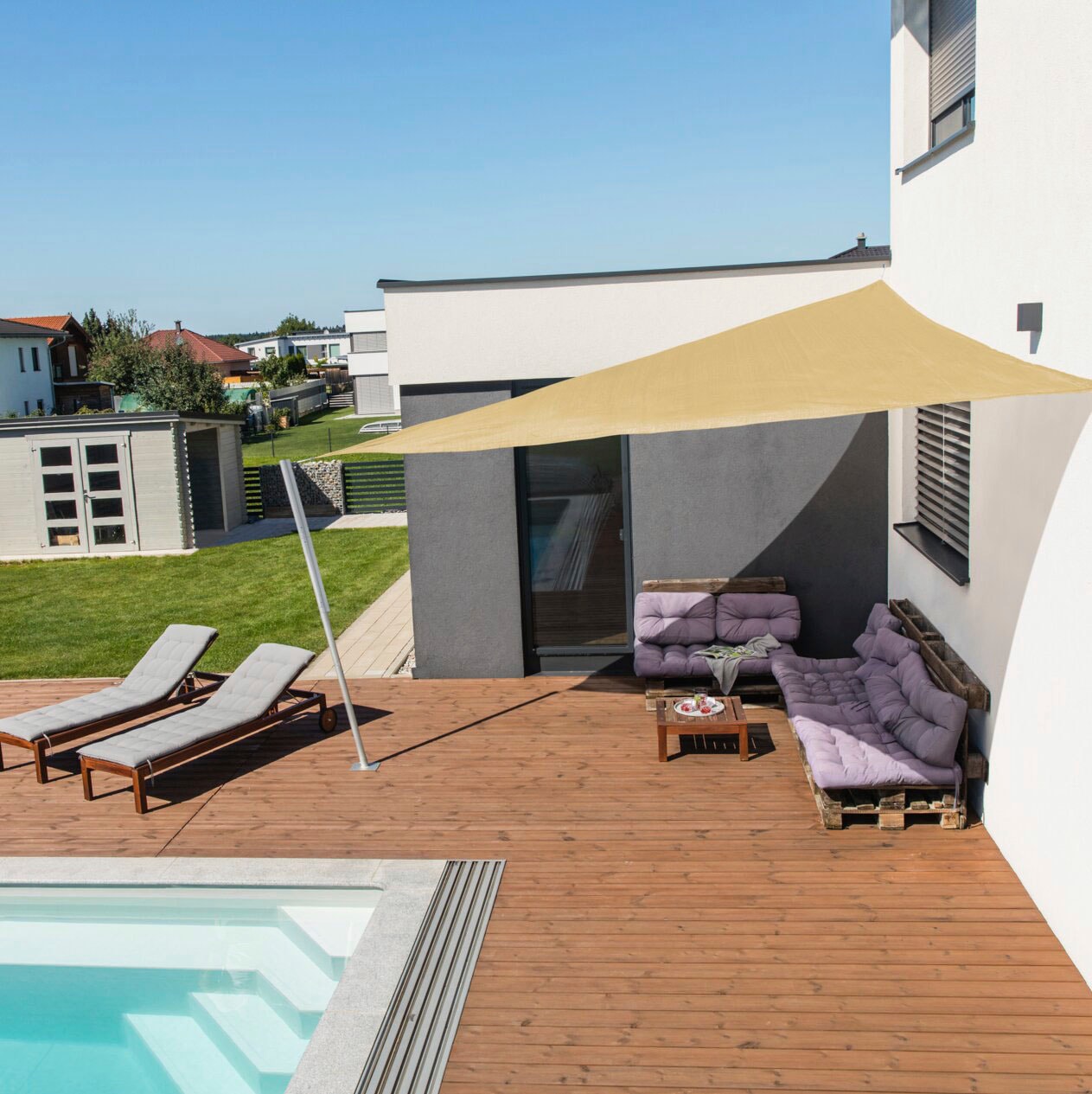 Windhager Sonnensegel »Capri Dreieck«, 5x5x5m, champagner