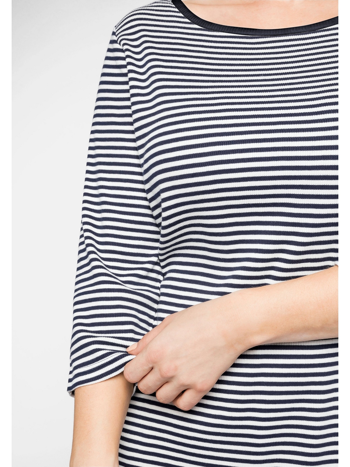 Sheego 3/4-Arm-Shirt »Große Größen«, aus Rippware mit garngefärbten Ringeln