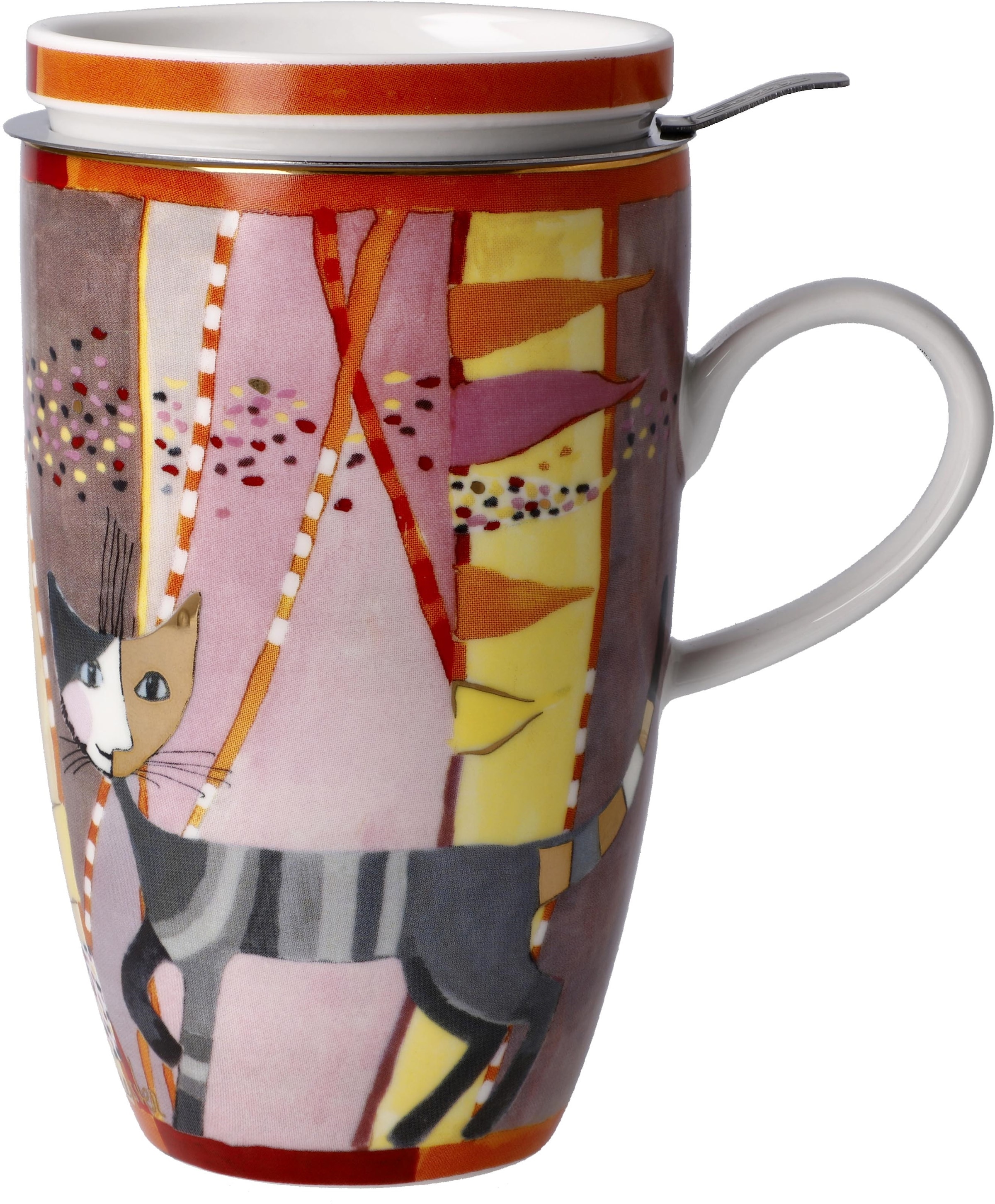 Tasse »Wohnaccessoires«, Teetasse mit Deckel und Sieb, Metall, Rosina Wachtmeister -...