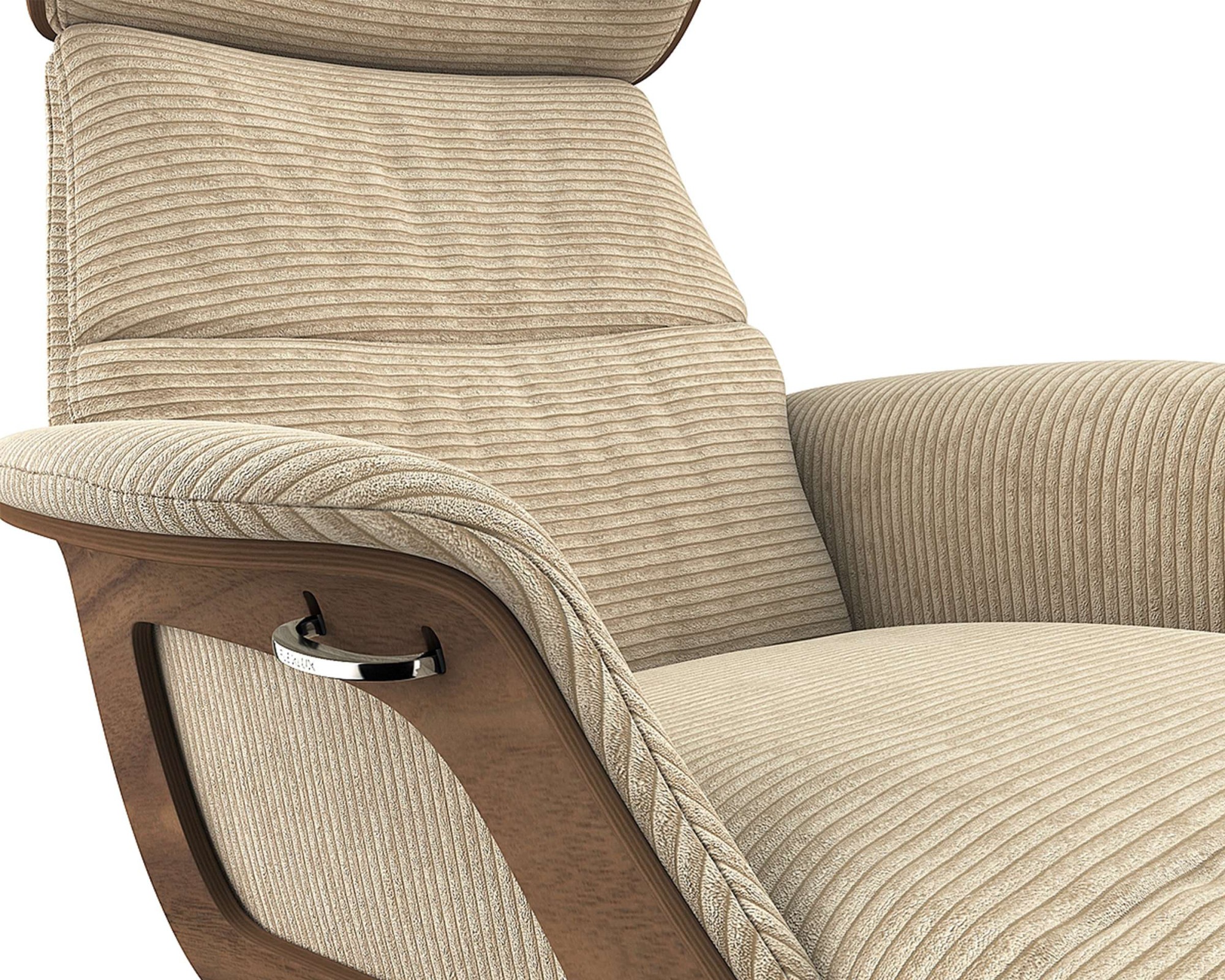 FLEXLUX Loungesessel »Clement Chaislongue, Relaxstuhl, Liegesessel,«, Rücken- & Kopfteilverstellung, Armlehne, Walnuss, Fuß Alu