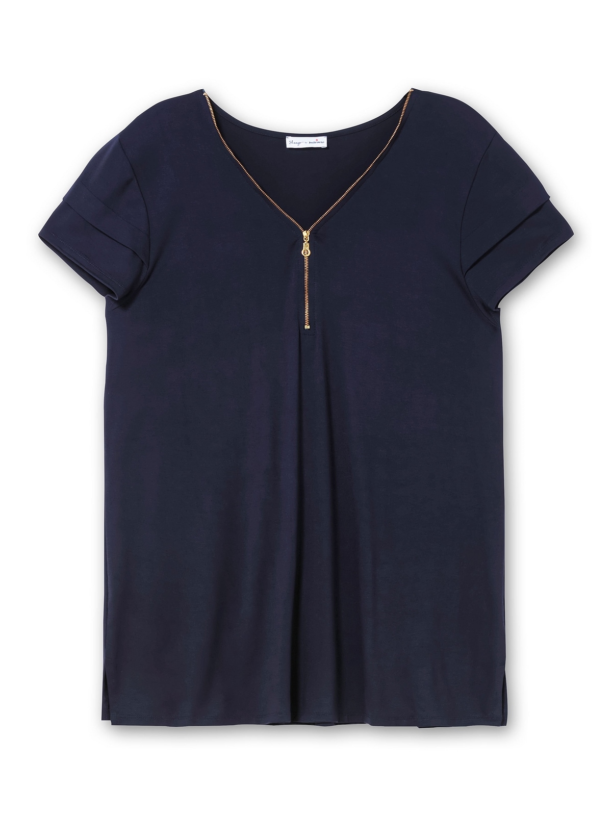 sheego by Joe Browns T-Shirt »Große Größen«, mit Zipper am V-Ausschnitt