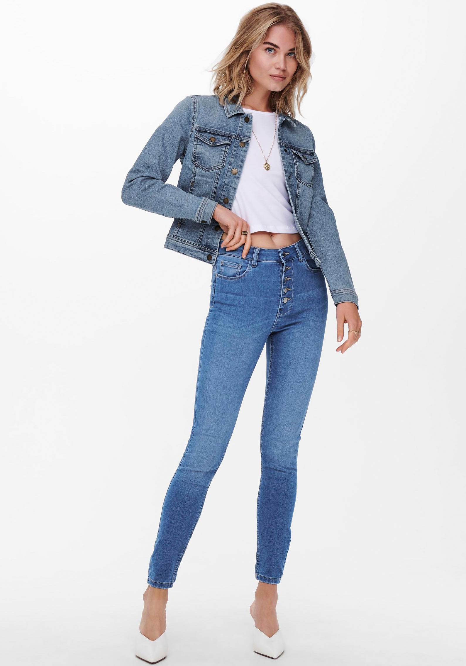 ONLY ONLWESTA Denim Jacket Light Blue Size 40L 3