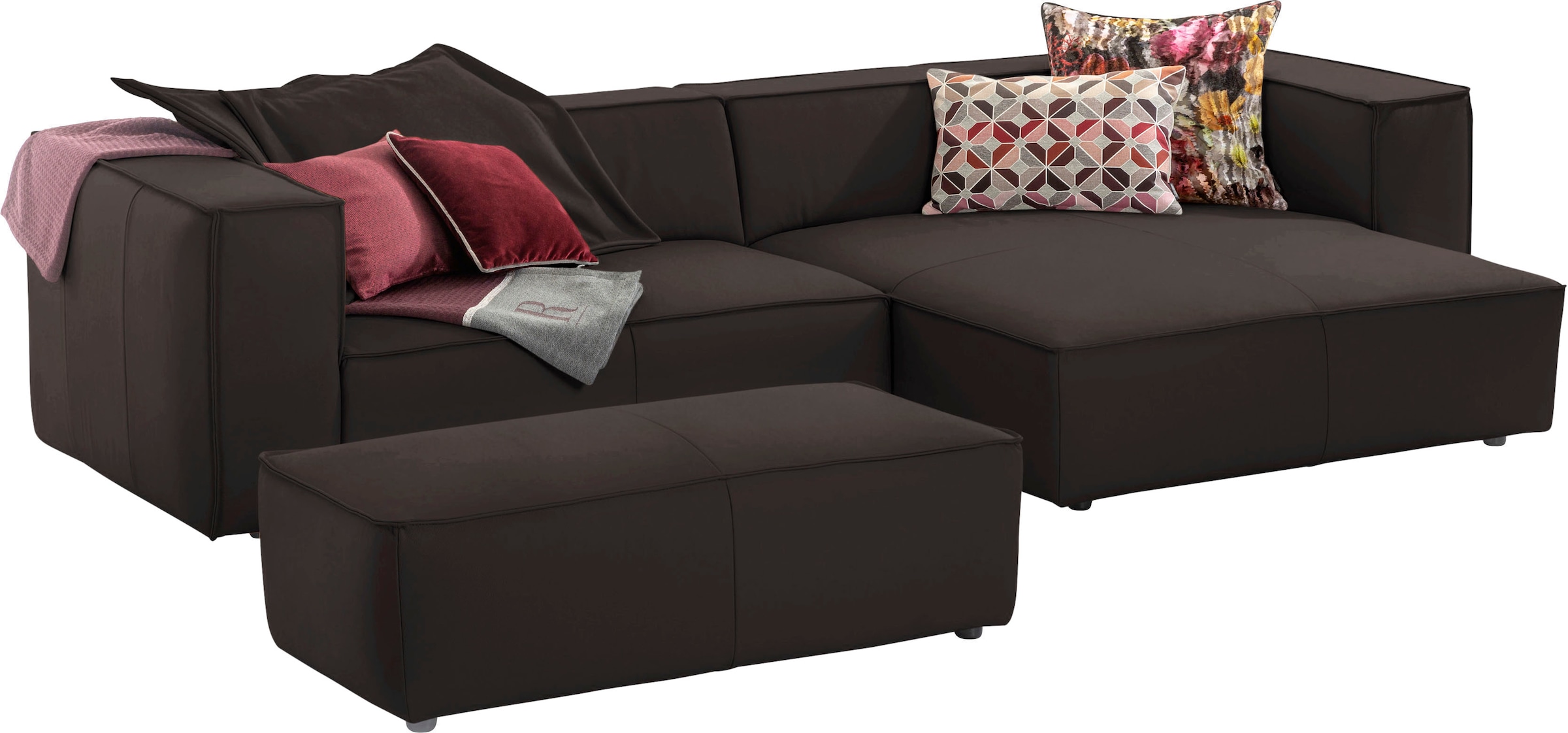 W.SCHILLIG Ecksofa »around-the-block, modern und elegant, bequem, L-Form« mit eleganter Biese, mit Federkern