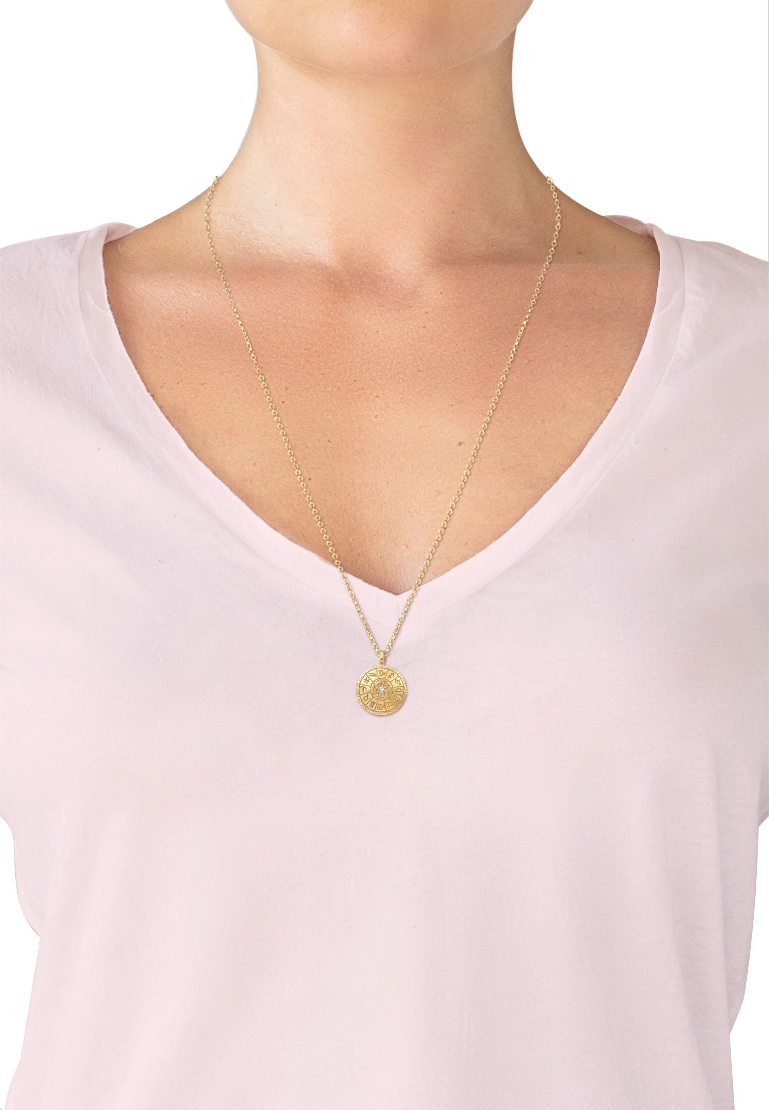 Elli Collierkettchen »Sternzeichen Glas Kristalle Weiß 925 Sterling Silver Gold-plated«