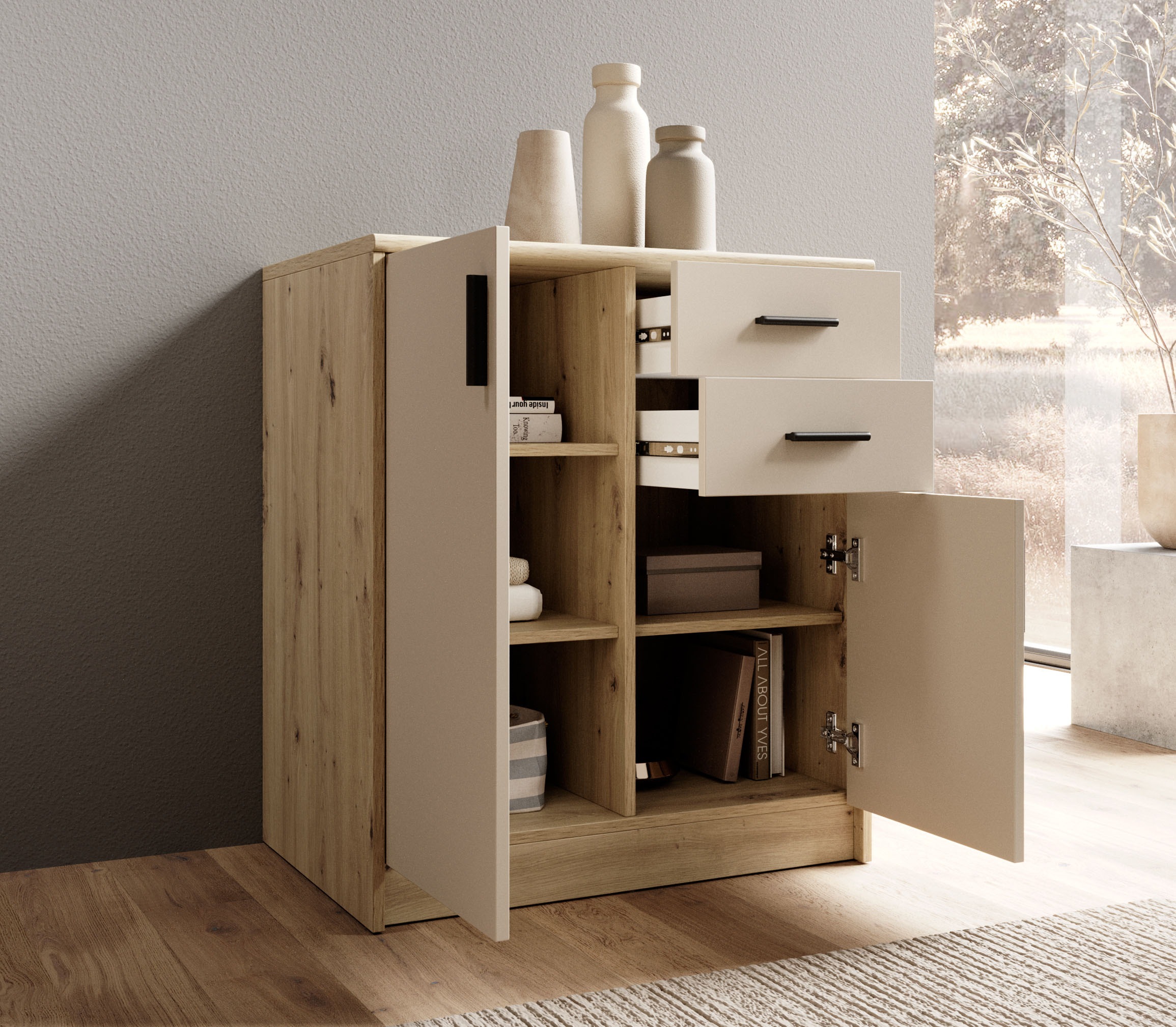 HBZ Sideboard »Nelly Kommode, BxHxT 74x86x50cm«, (1 St.), Breite 74cm, Einlegeböden verstellbar, foliert