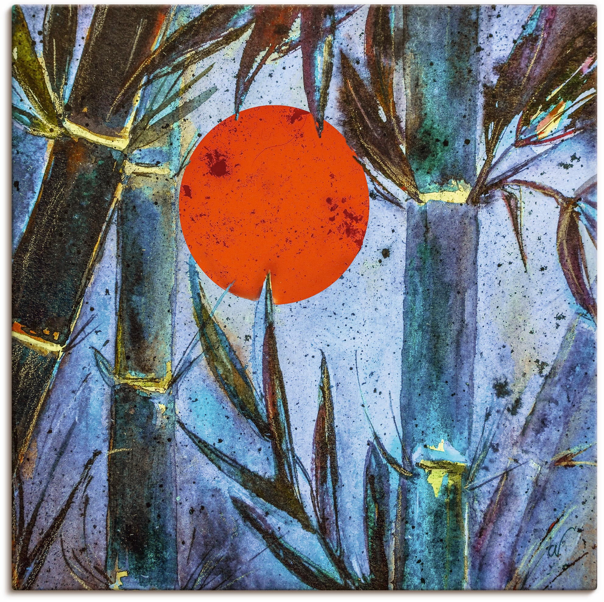 Artland Wandbild »Bambus | Alubild, als Größen Arrangements, (1 oder Wandaufkleber bestellen Leinwandbild, BAUR im Poster Licht«, in versch. blauen St.)