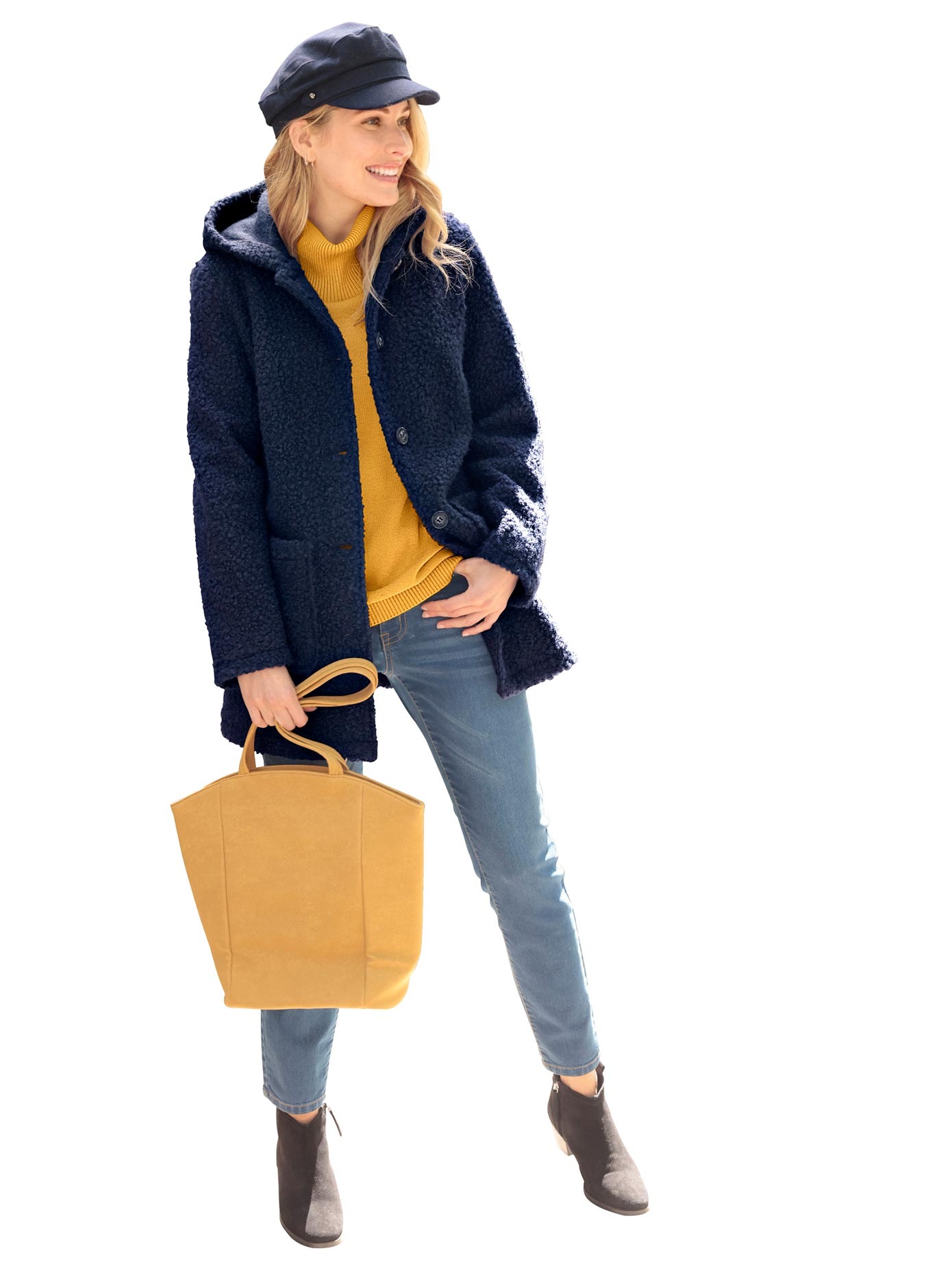 Inspirationen Bouclèjacke mit Kapuze