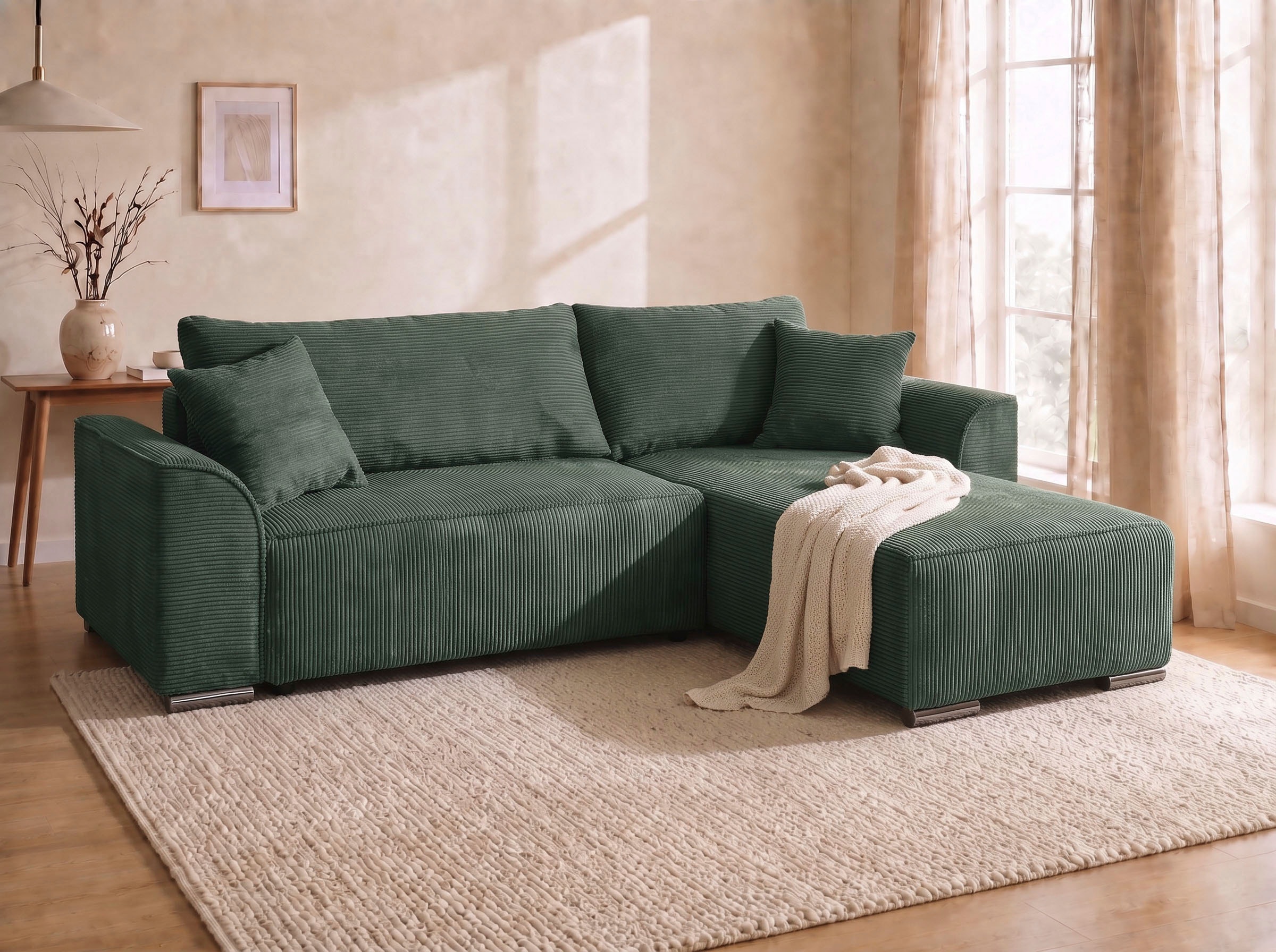 COLLECTION AB "Sara L-Form, B: 236 cm, Schlaffunktion, Bettkasten, optional Topper" Bonnellfederkern, Liegefl. 116x190 cm, Couch als Schlafsofa
