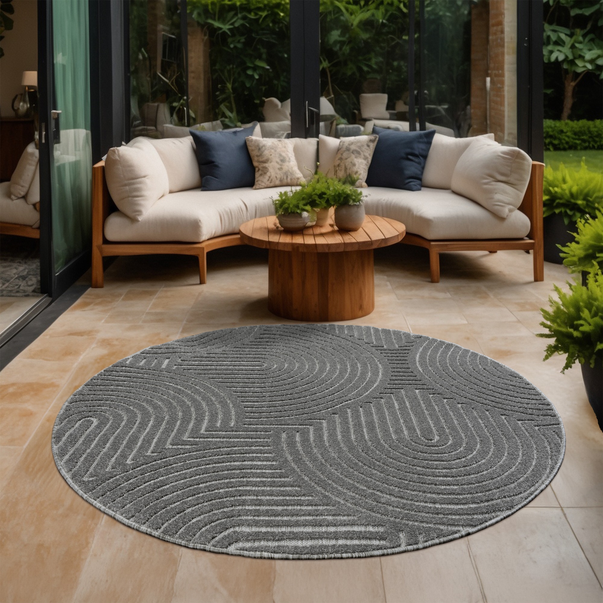 Sanat Teppich "Berlin 1, auch als Läufer und in Rund" rund 6 mm Höhe In -und Outdoor geeignet, Außenbereich, Terrasse, Balkon, auch Läufer