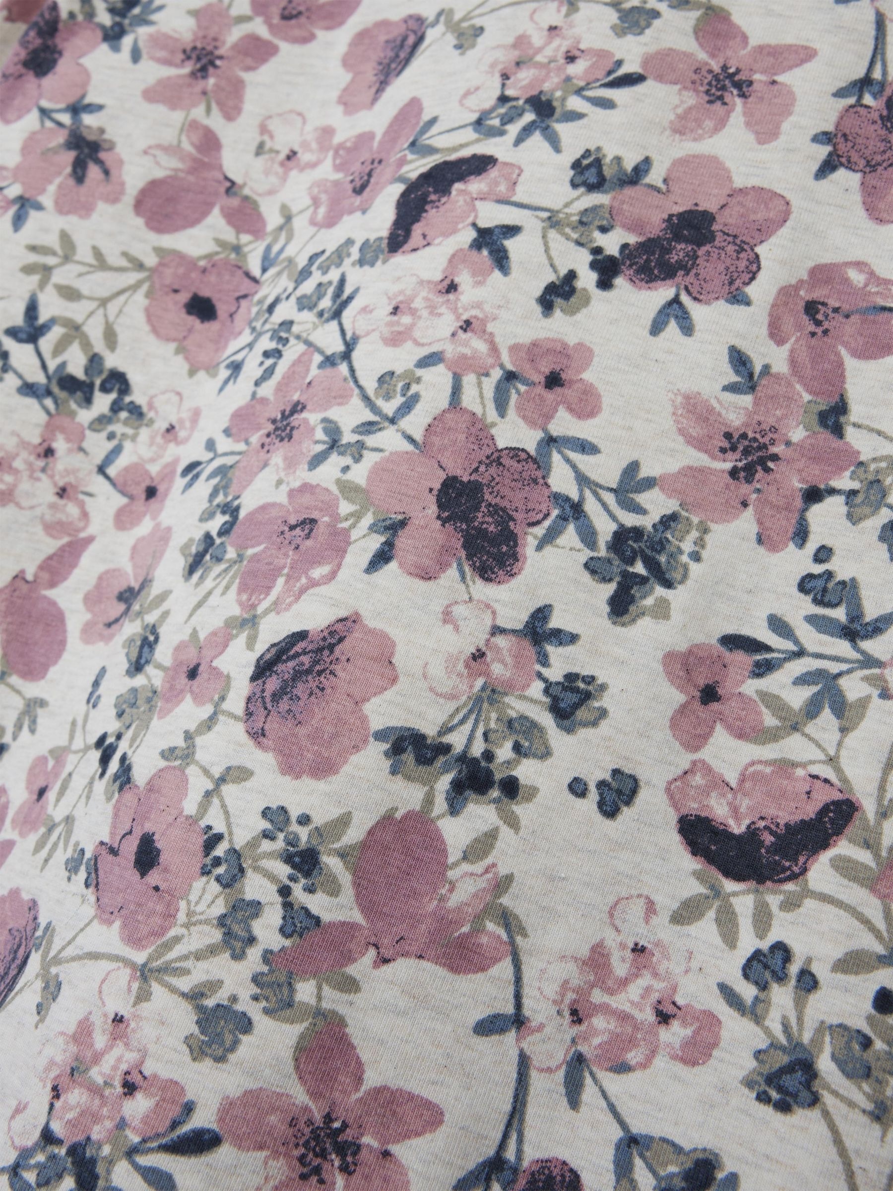 Pyjama NAME IT "NKFNIGHTSET NOSTALGIA FLOWER NOOS", Mädchen, Gr. 146 (152), rosa (nostalgia rose), Jersey, Obermaterial: 95% Baumwolle, 5% Elasthan, bedruckt, relaxed fit normal, Rundhals, abgesteppte Kante, Homewear-Sets Pyjama, in Basic-Form 5