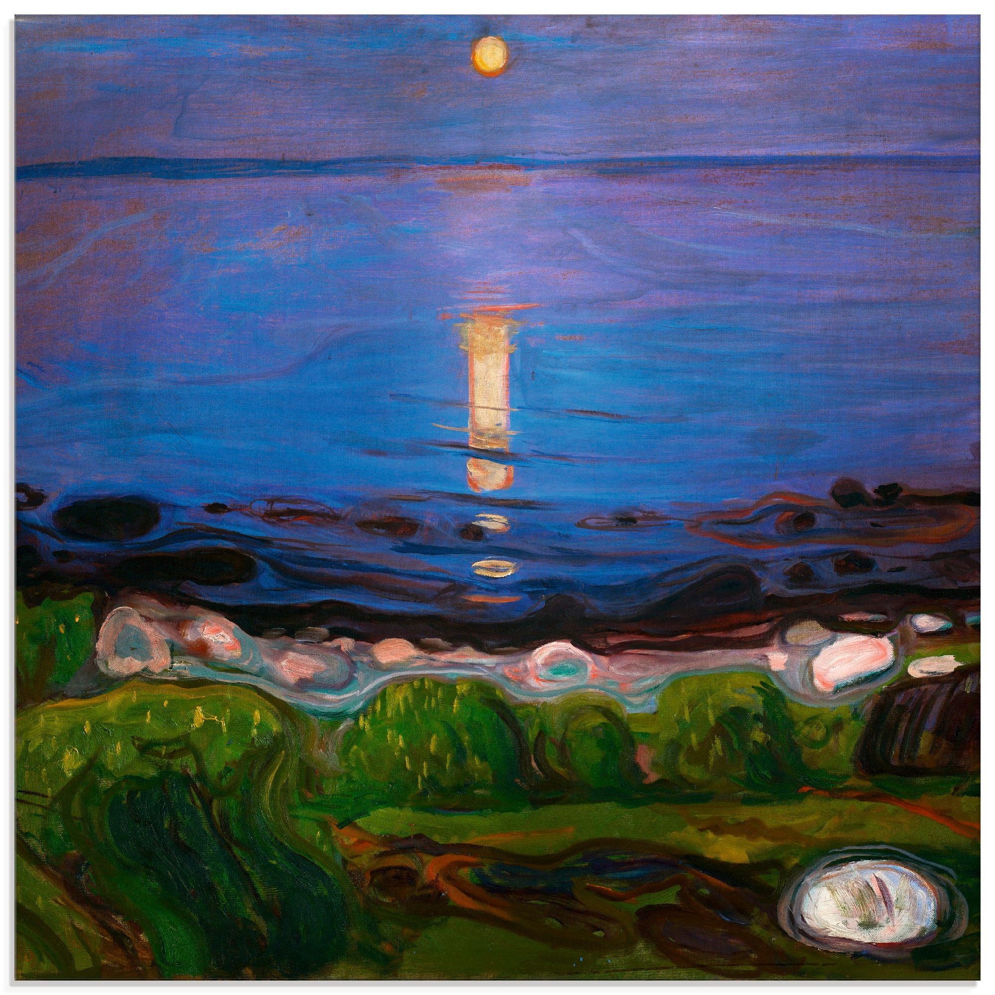 Artland Glasbild "Sommernacht am Meeresstrand.", Gewässer, (1 St.), in verschiedenen Größen