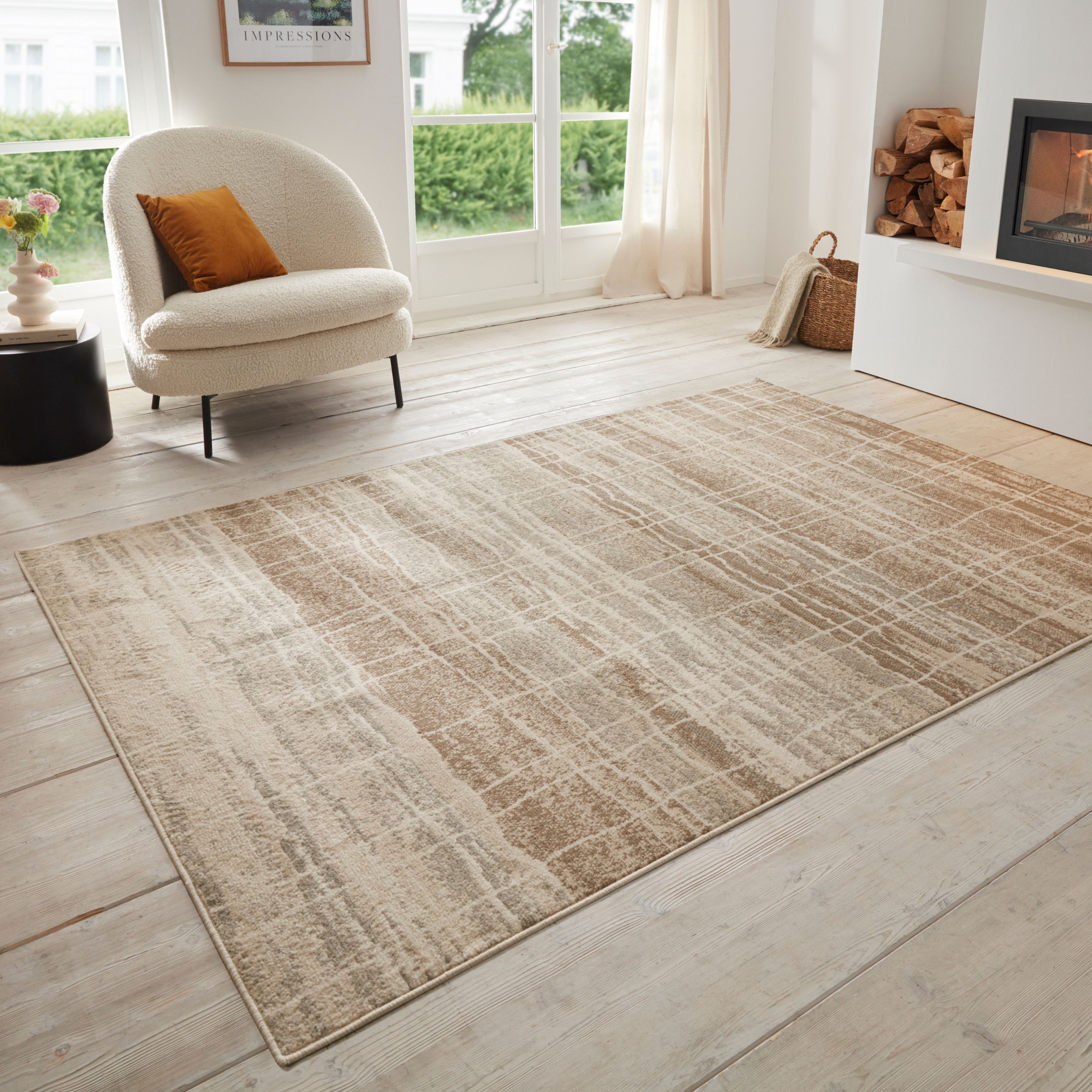 Teppich HANSE HOME "Jord", beige (creme), B:80cm H:8mm L:120cm, Polypropylen (PP), Teppiche, Teppich, Kurzflor, Läufer, Vintage, Wohnzimmer, Schlafzimmer, Esszimmer, Flur