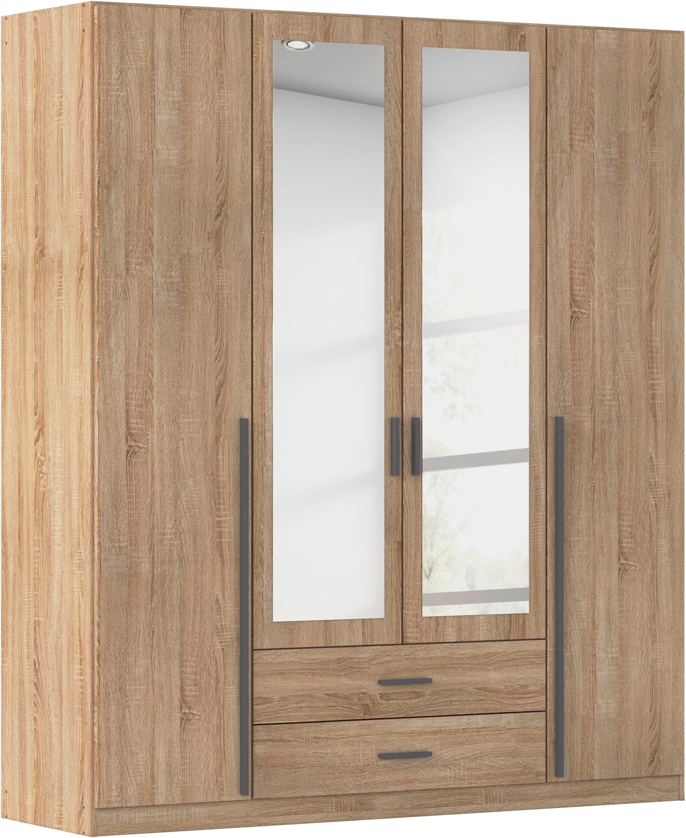 rauch Kleiderschrank "Schrank Garderobe Ankleide GAMMA Breiten 91/136/181/226/271/315/360 cm" in 3 Ausstattungen BASIC/CLASSIC/PREMIUM (inkl. SOFT-CLOSE-Funktion), verschiedene Griff-Varianten, mit Spiegel TOPSELLER MADE IN GERMANY