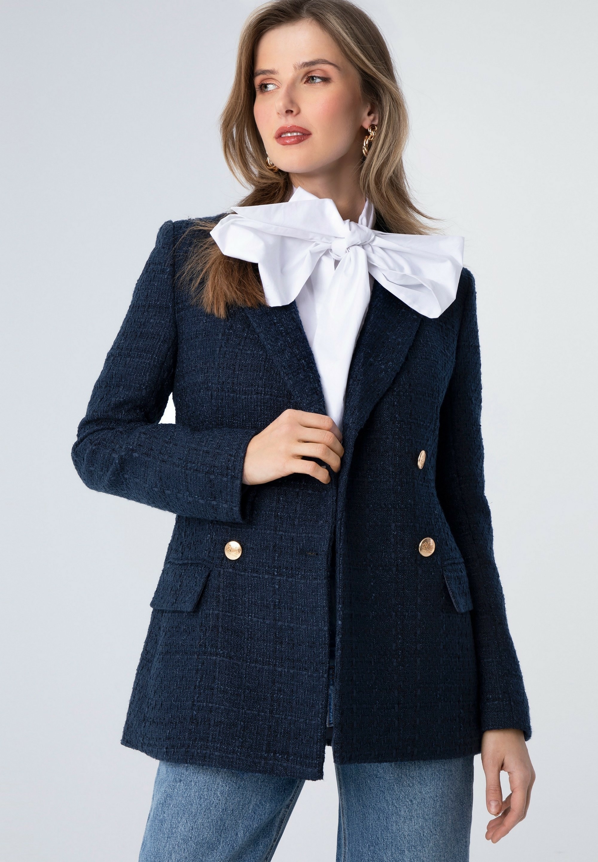 WITTCHEN Longblazer »Modern Classics«, WITTCHEN Damenblazer aus Boucle-Stoff