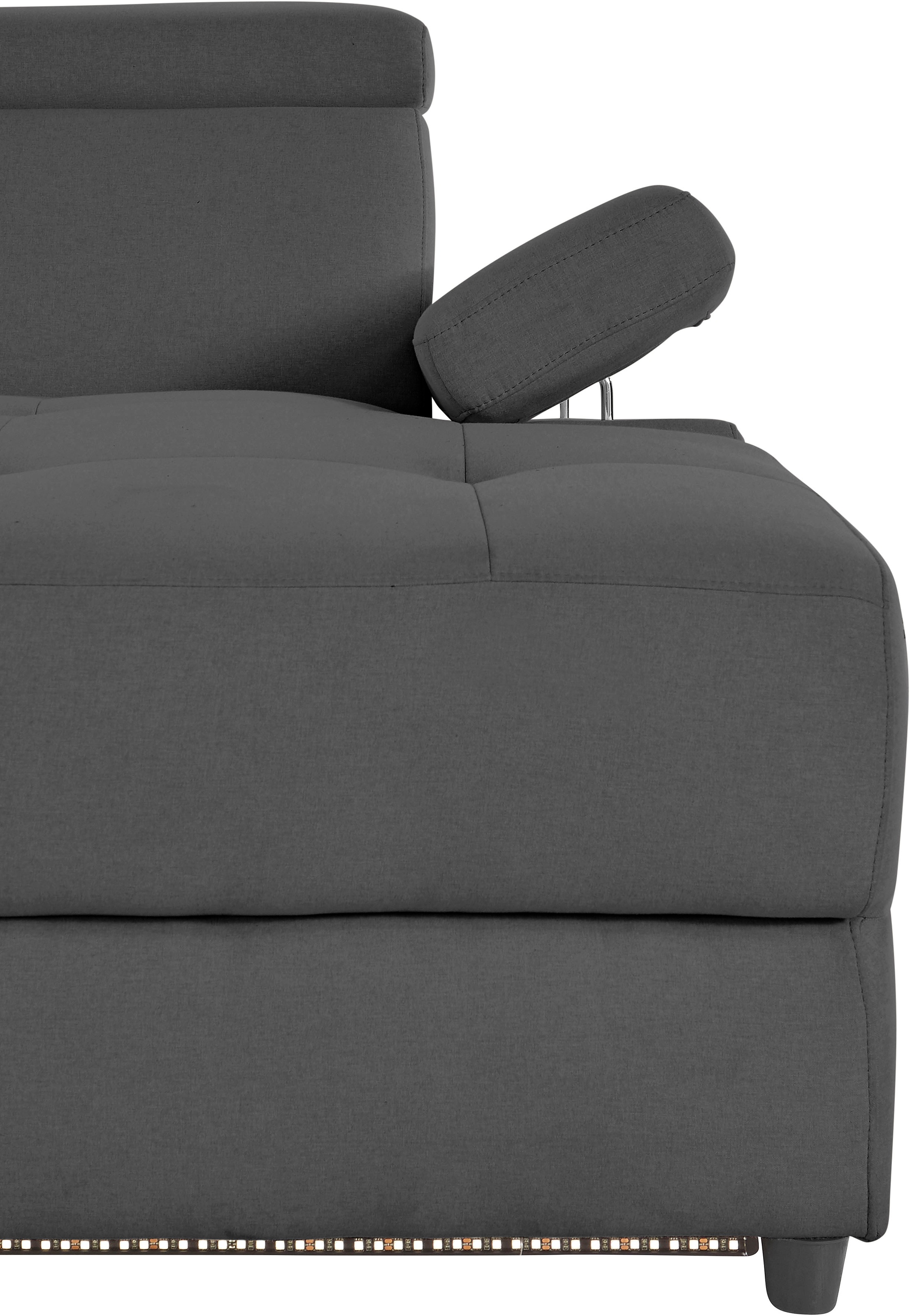 Places of Style Ecksofa »Kilado, L-Form,«, mit Relaxfunktion, verstellbarer Armlehne, Kopfteilverstellung
