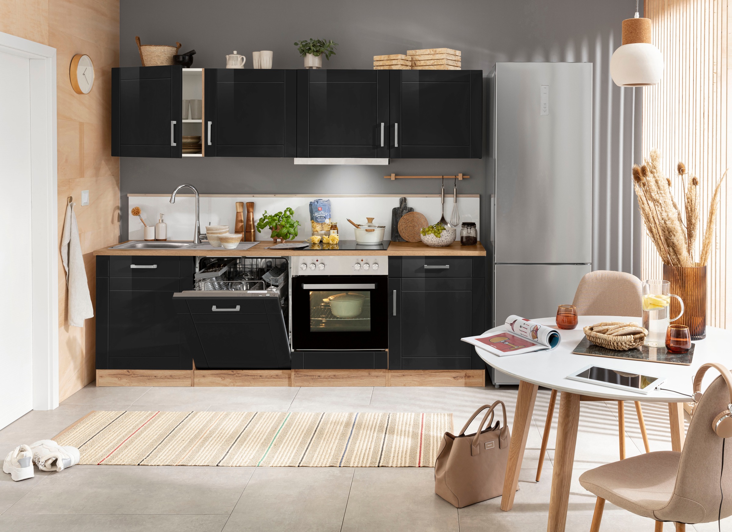 KOCHSTATION Küchenzeile »KS-Tinnum«, mit E-Geräten, Breite 240 cm