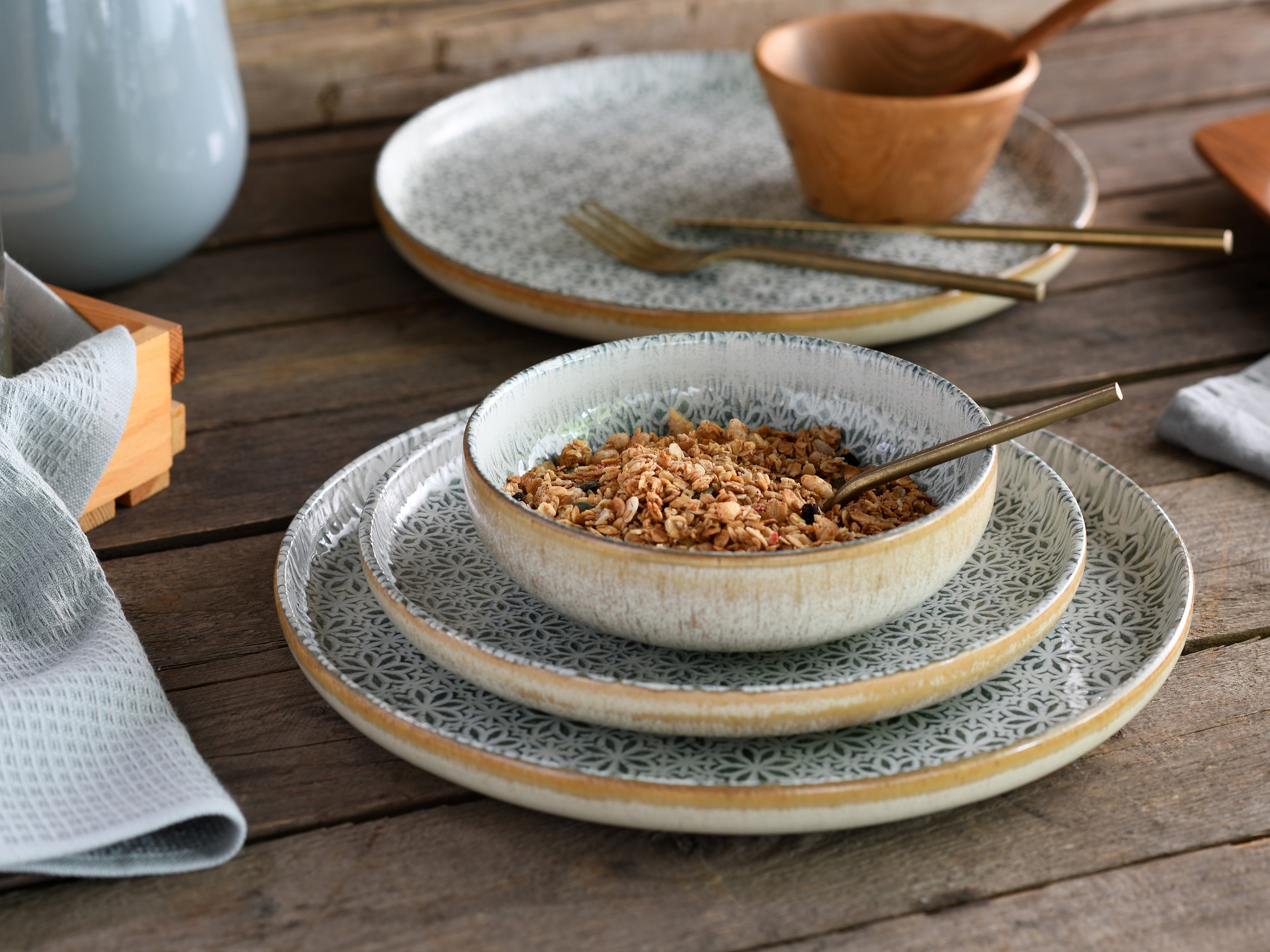 CreaTable Teller-Set »Uno Emiliana, Tellerset 12-tlg«, (Set, 12 tlg.), Shabby Look, Vintage Style