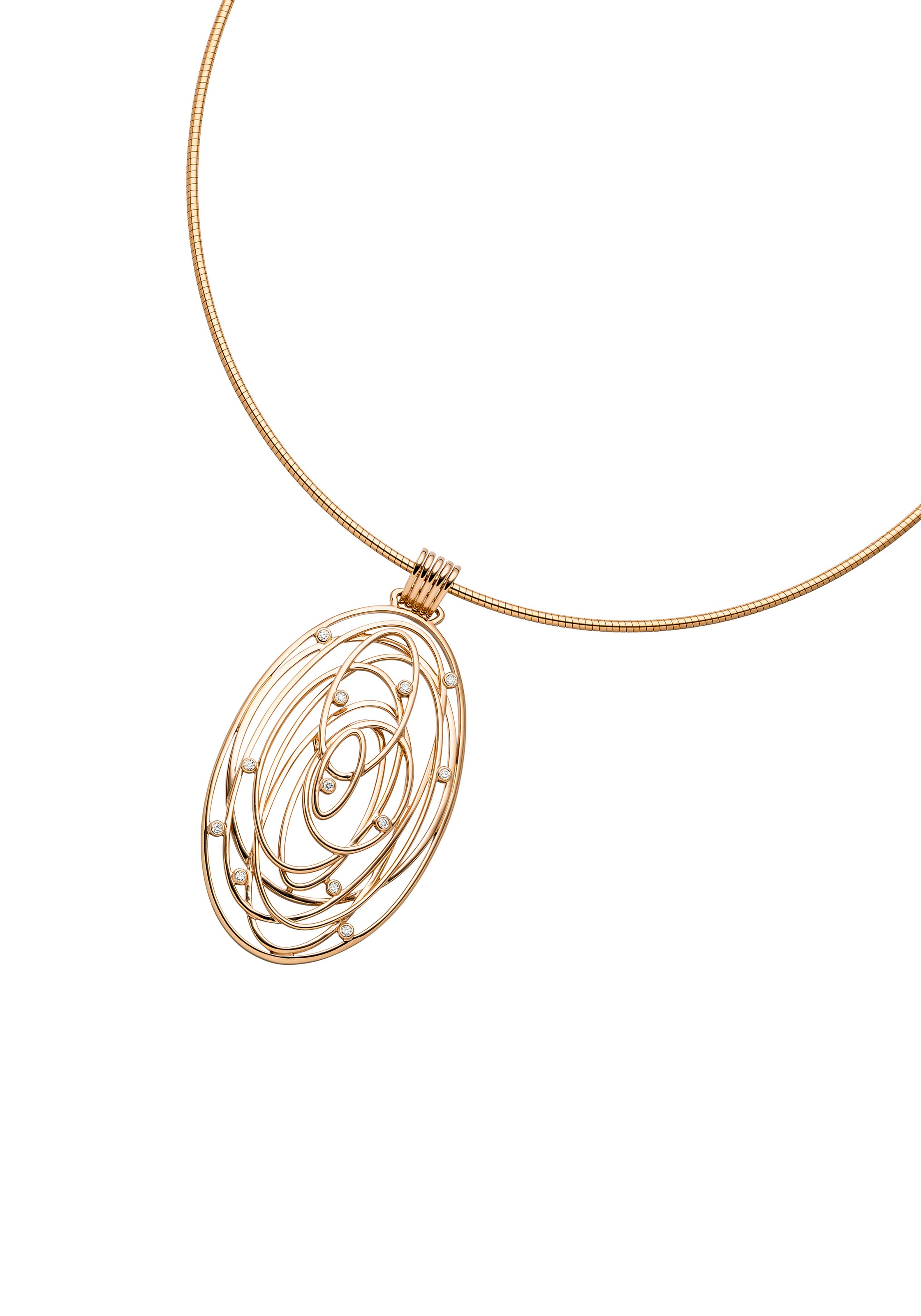 JOBO Kettenanhänger »Anhänger oval«, 585 Roségold mit 12 Diamanten