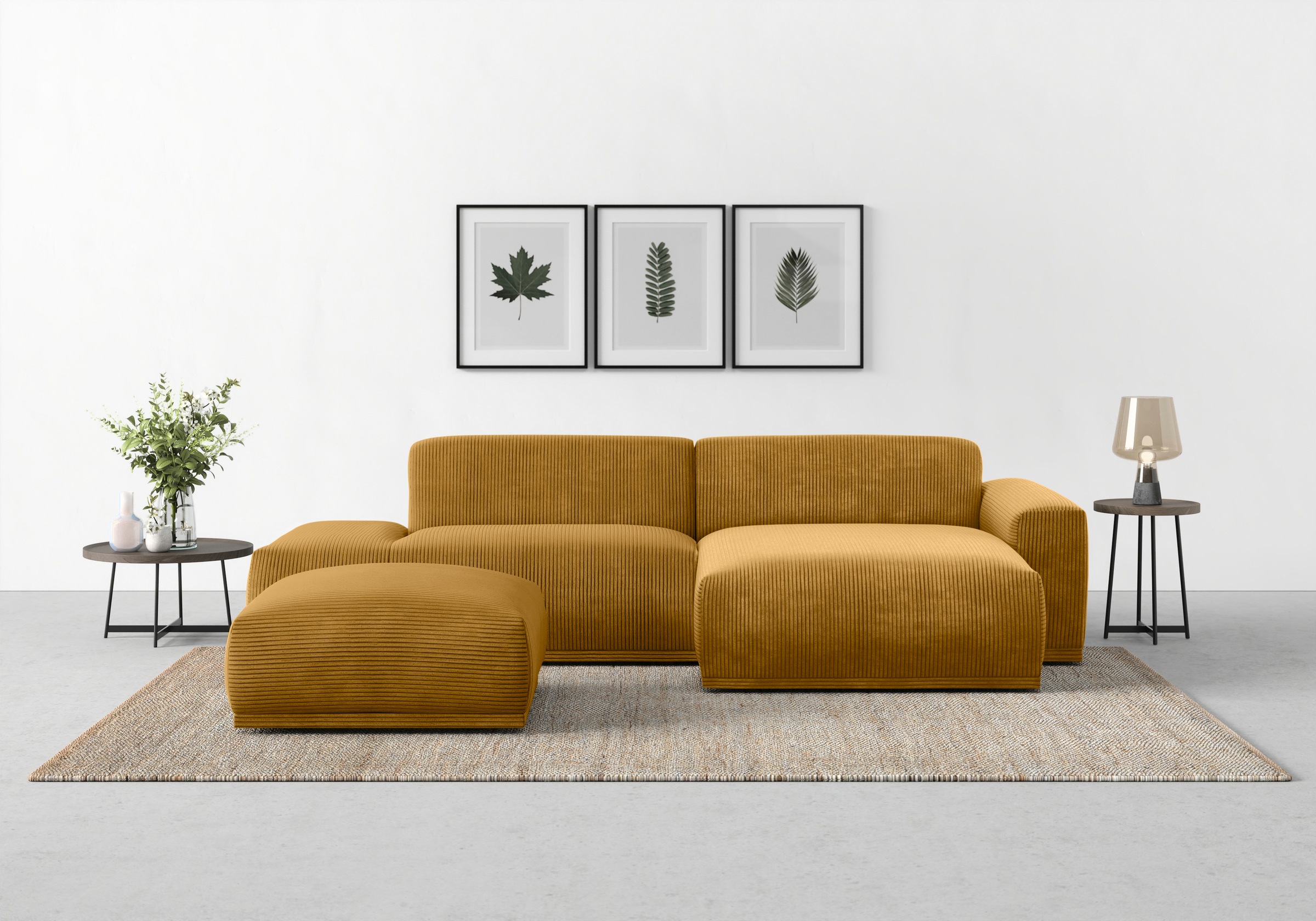 TRENDMANUFAKTUR Ecksofa »Braga, mit hochwertigem Kaltschaum, L-Form, in Cord erhältlich«, (2 St.), modernes Sofa, Couch mit hohem Sitzkomfort, 275/72/160 cm (B/H/T)