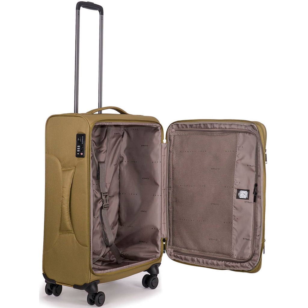 Stratic Weichgepäck-Trolley »Stratic Light + M, khaki«, 4 Rollen