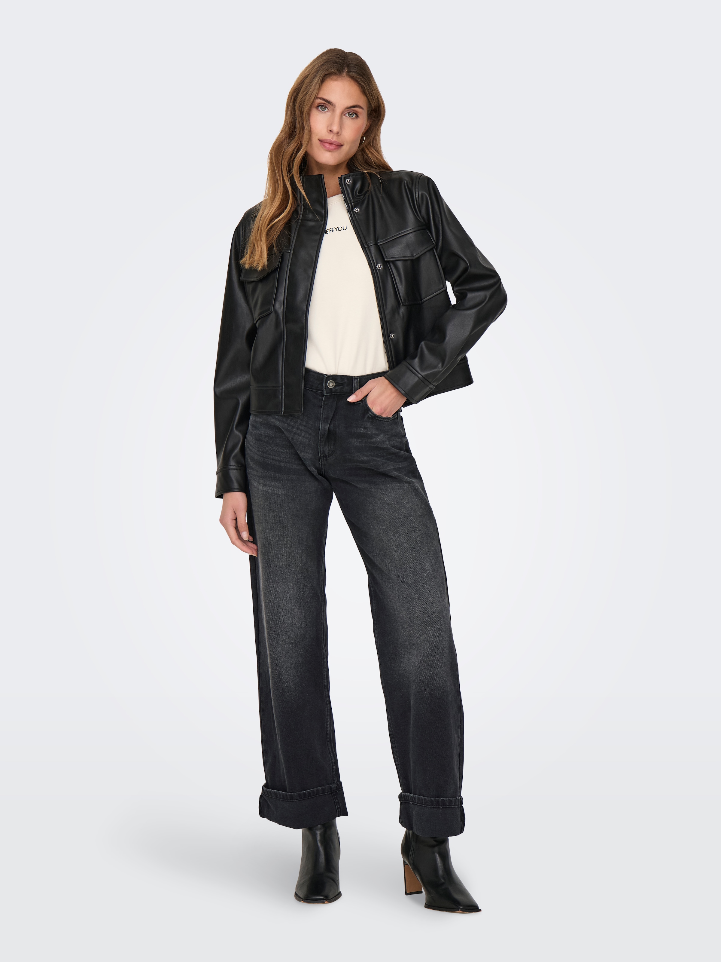 ONLY Weite Jeans "ONLELLA MW WIDE FOLD UP TAI523 DNM" mittlere Taille, weit günstig online kaufen