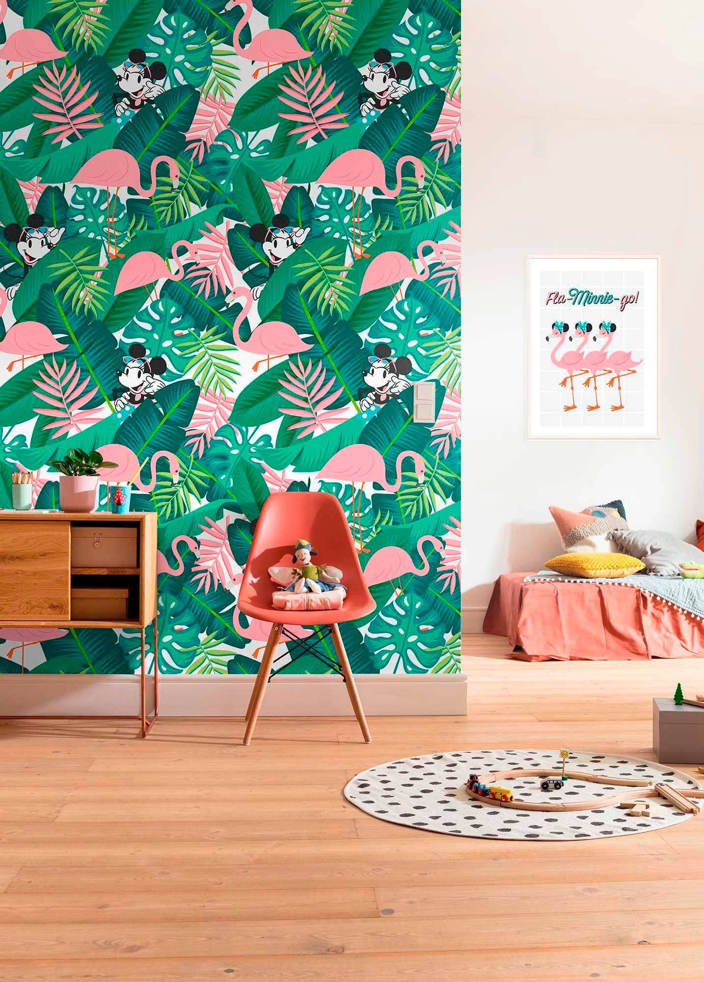 Komar Vliestapete »Digitaldruck Vlies - Minnie Tropical - Größe 200 x 280 cm«, bedruckt, Kinderzimmer