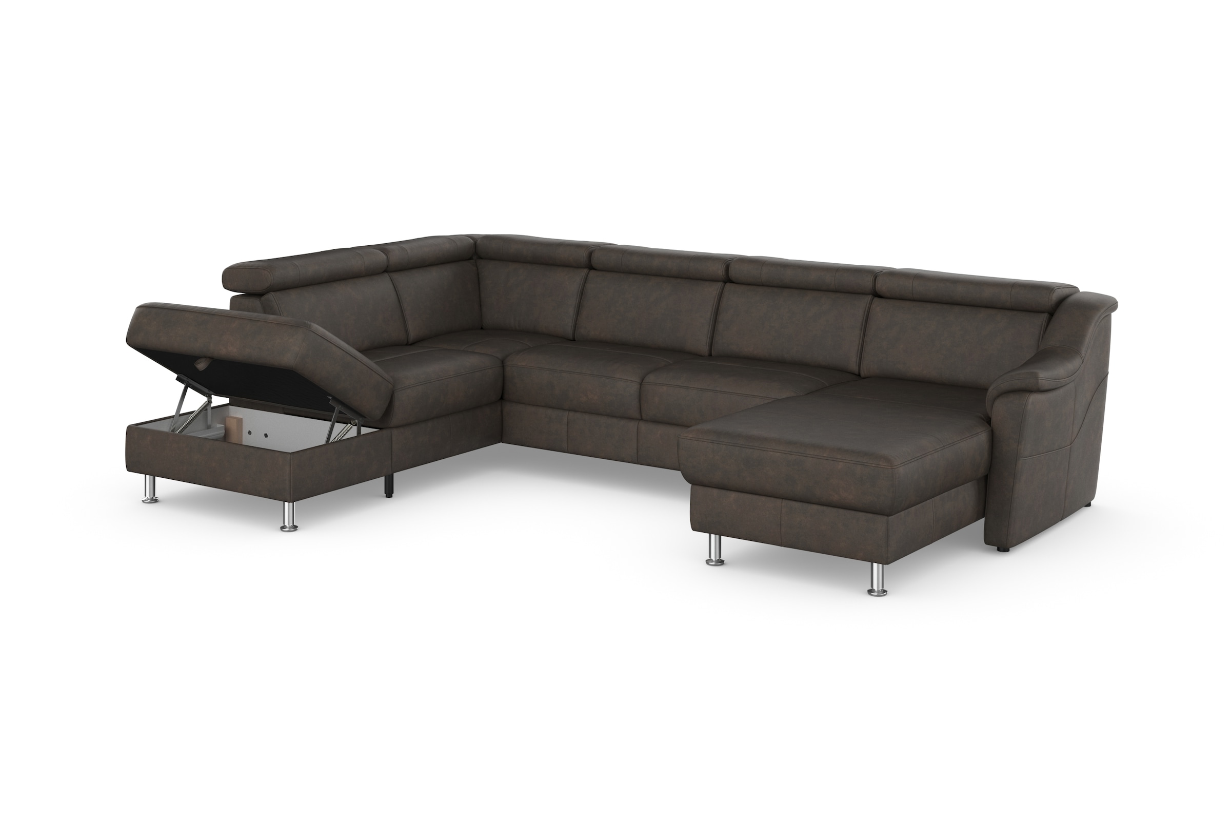 sit&more Wohnlandschaft »Freetown U-Form«, Kopfteilverstellung und Federkern, wahlweise mit Bettfunktion