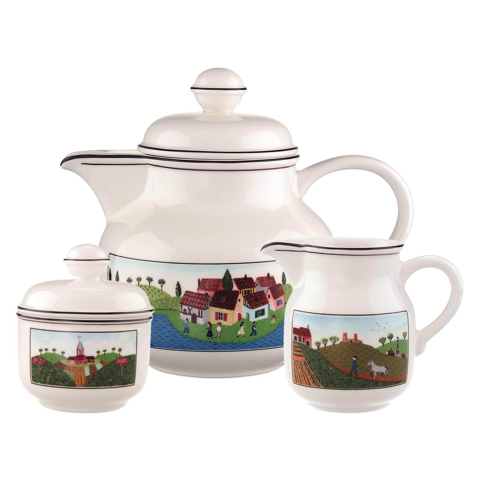 VILLEROY & BOCH Teekanne "Tee-Set Design Naif 3er Set bunt", 0 l, bunt, Kannen, Spülmaschinengeeignet, Mikrowellengeeignet
