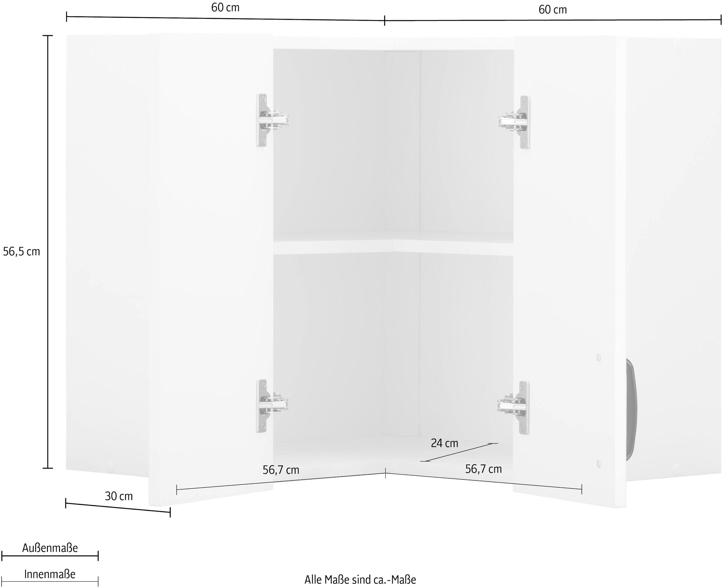 wiho Küchen Eckhängeschrank »Erla«, 60 cm breit mit Kassettenfront