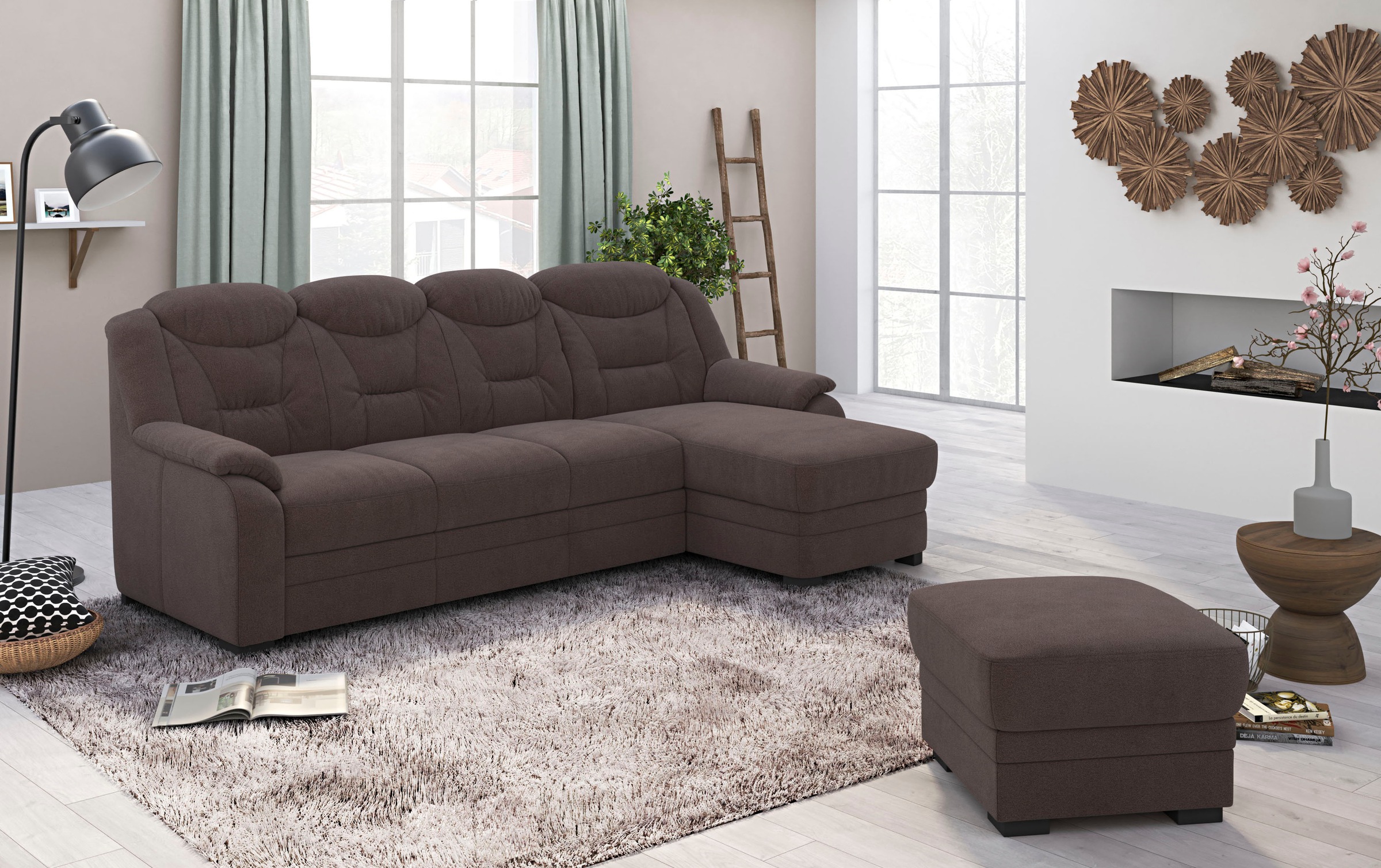 COTTA Ecksofa »Marcus L-Form«, Bequemes Ecksofa in klassischem Design mit hoher Rückenlehne