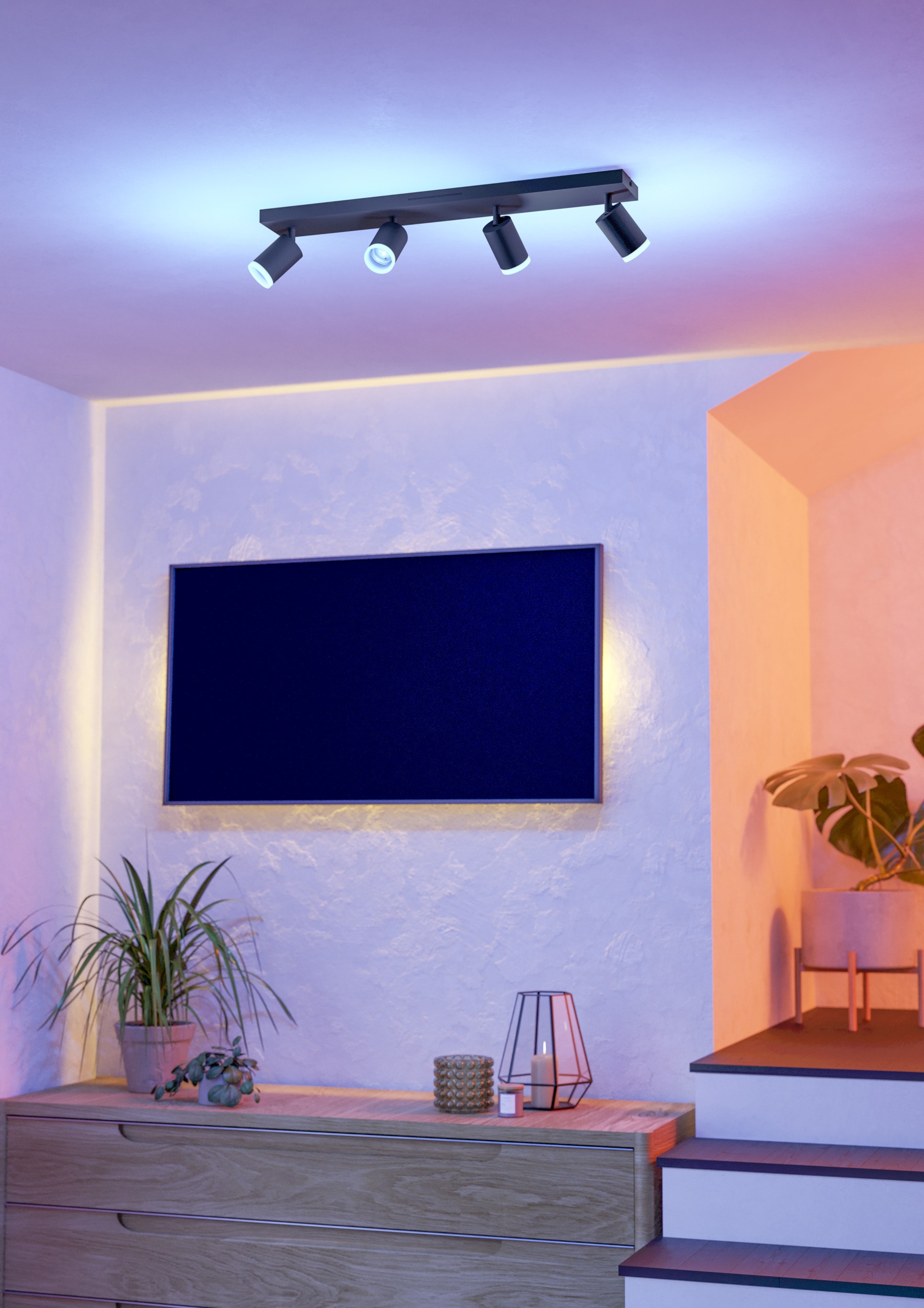 EGLO Deckenleuchte »MELITELLO-Z Spotlampe - Alu, Stahl - LED - 4X3,7W - IP20« LED-Modul 1 Stk. Kaltweiß | Neutralweiß | RGB | Warmweiß Wandleuchte, Wandspot, schwenkbar, Strahler, L68 x B10,5 x H8 cm