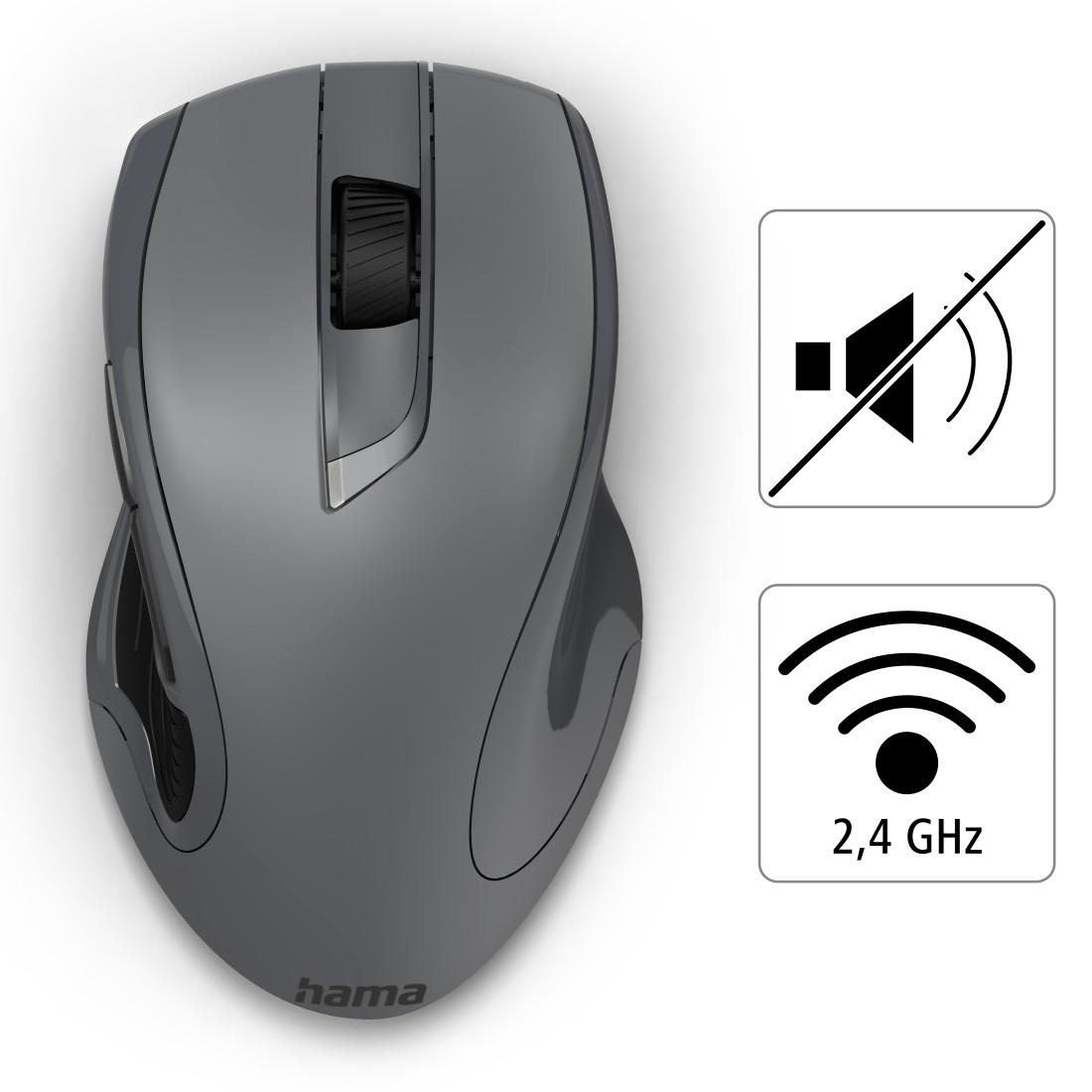 Hama Maus »Computermaus kabellos für Rechtshänder, 7 Tasten Laserfunkmaus«, Funk, PC Office Maus, programmierbare Browser Tasten, DPI, USB Empfänger
